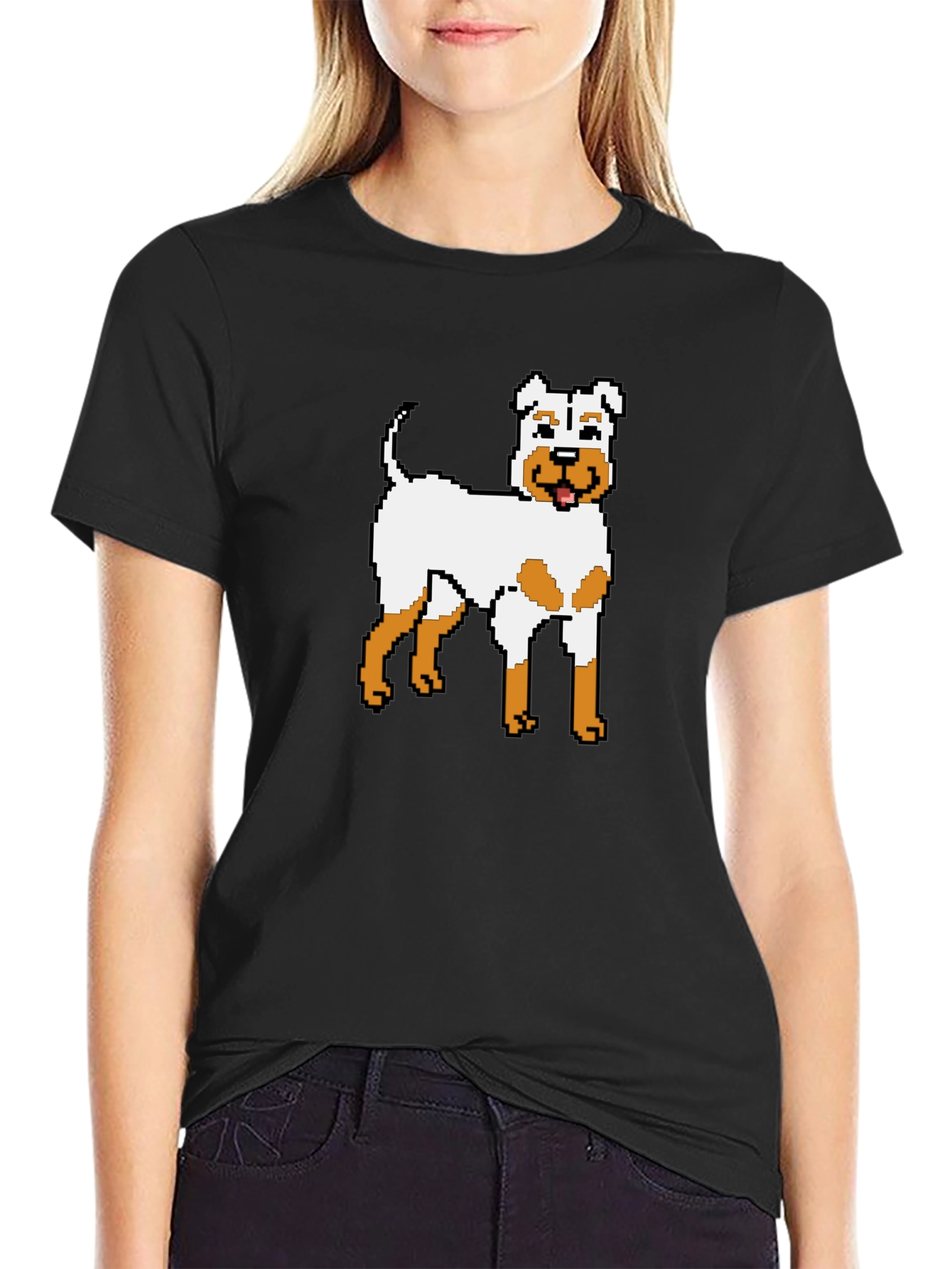 Pixel Dog Graphic T-Shirt - Unique Canine Design
