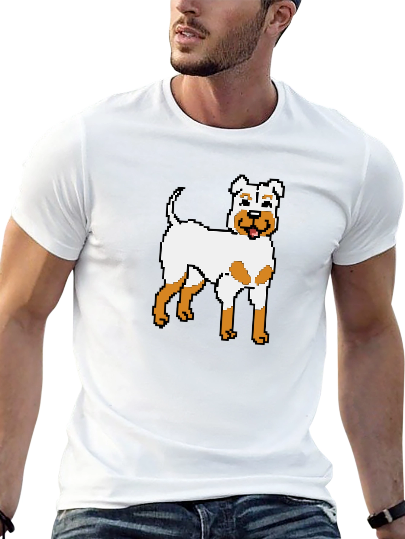 Pixel Dog Graphic T-Shirt - Unique Canine Design