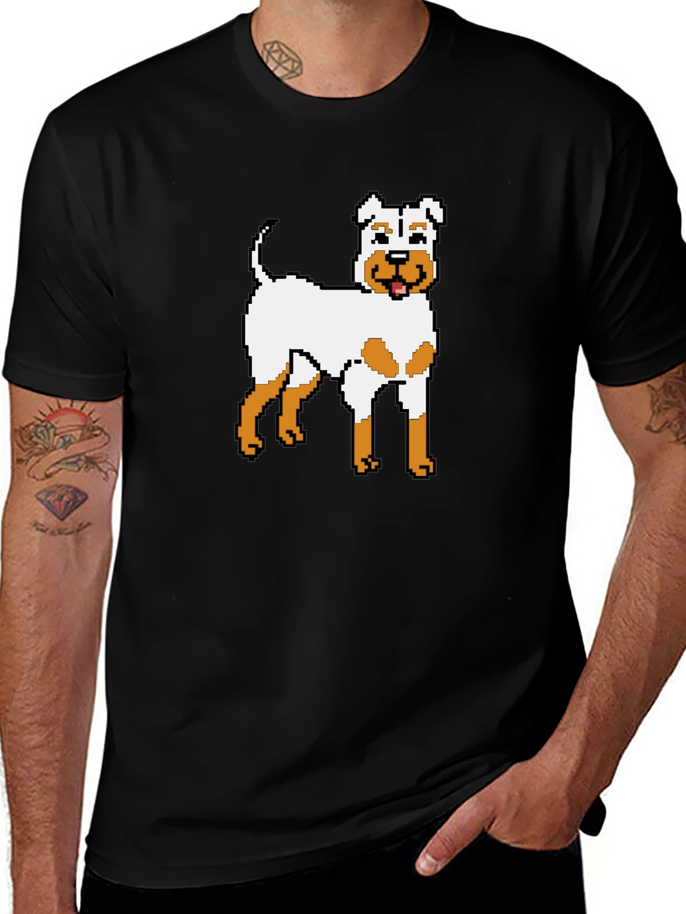 Pixel Dog Graphic T-Shirt - Unique Canine Design