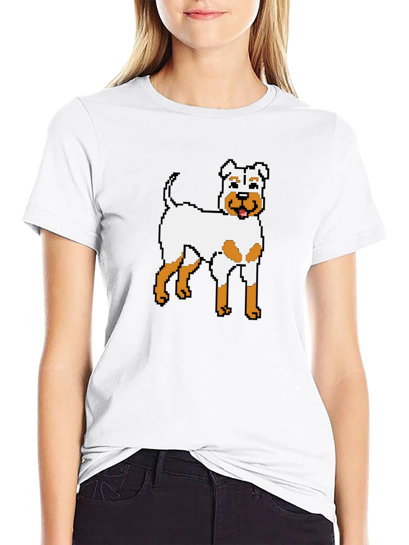 Pixel Dog Graphic T-Shirt - Unique Canine Design