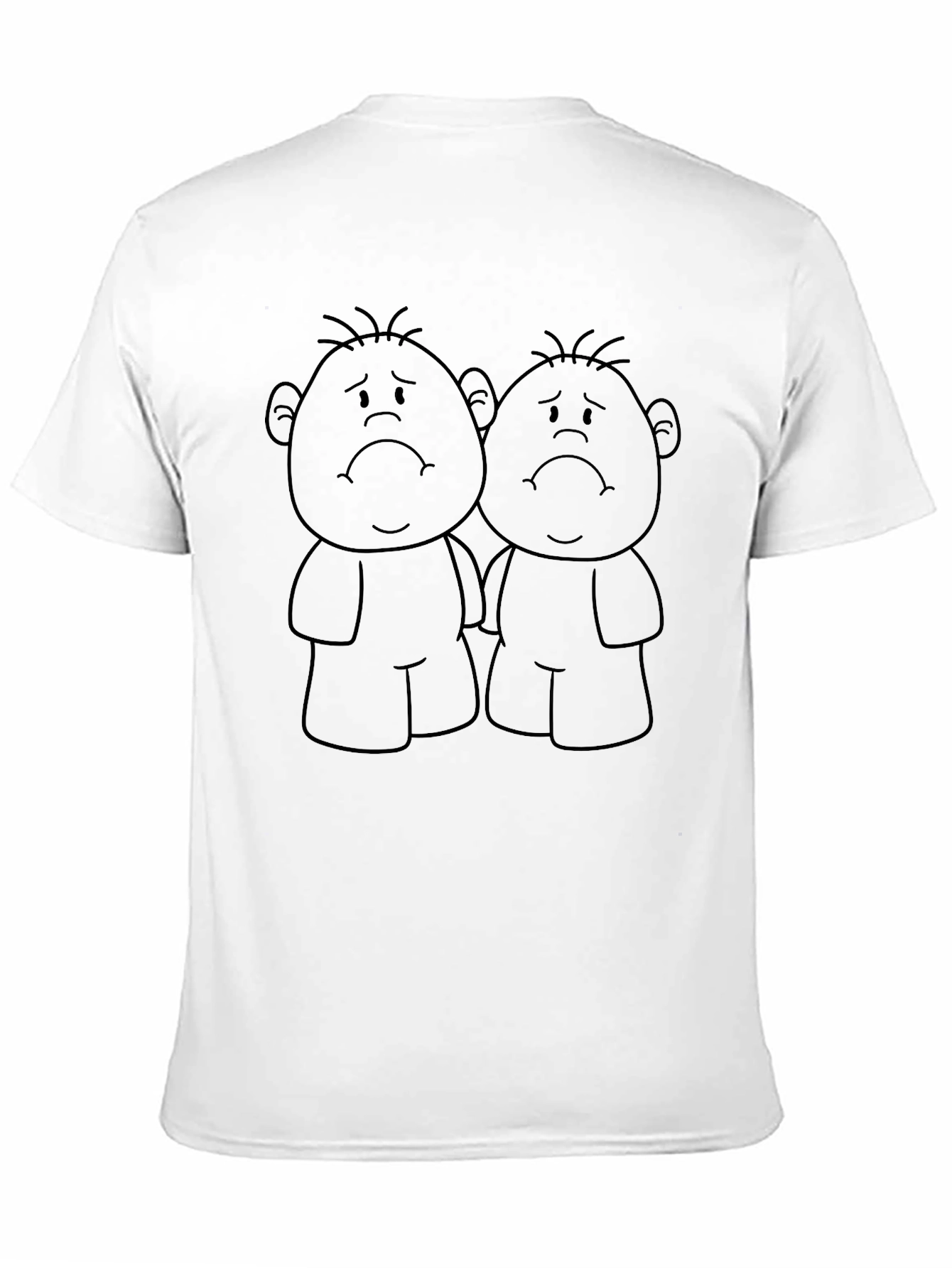 Sad Cartoon Character Black T-Shirt