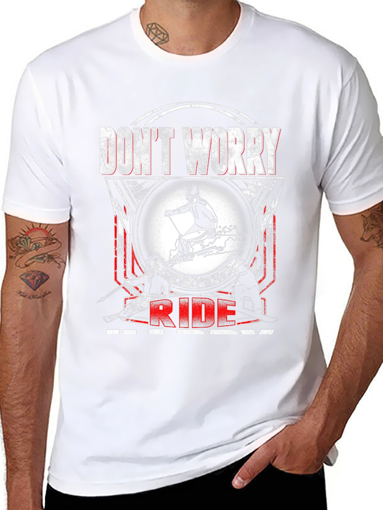 Dont Worry Ride Happy Skiing T-Shirt
