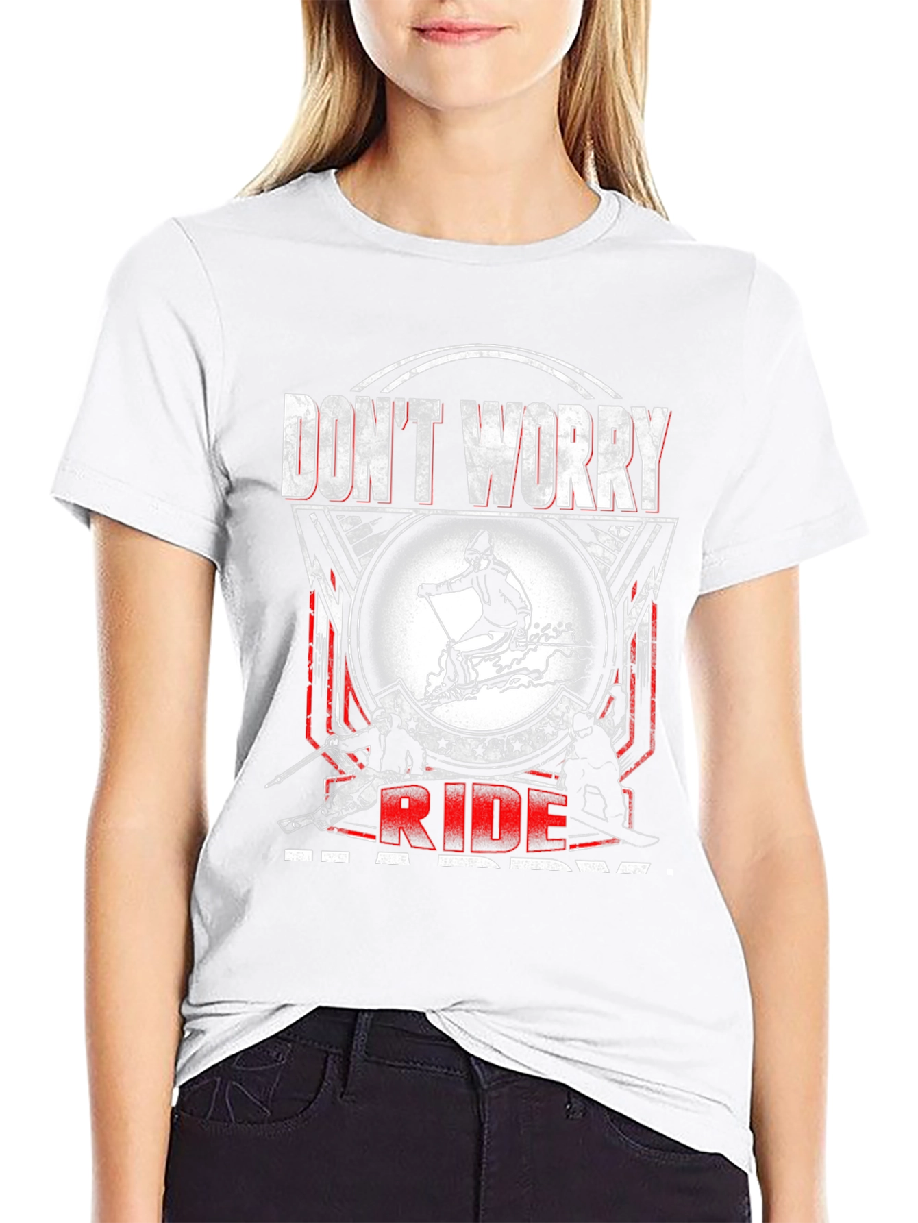 Dont Worry Ride Happy Skiing T-Shirt