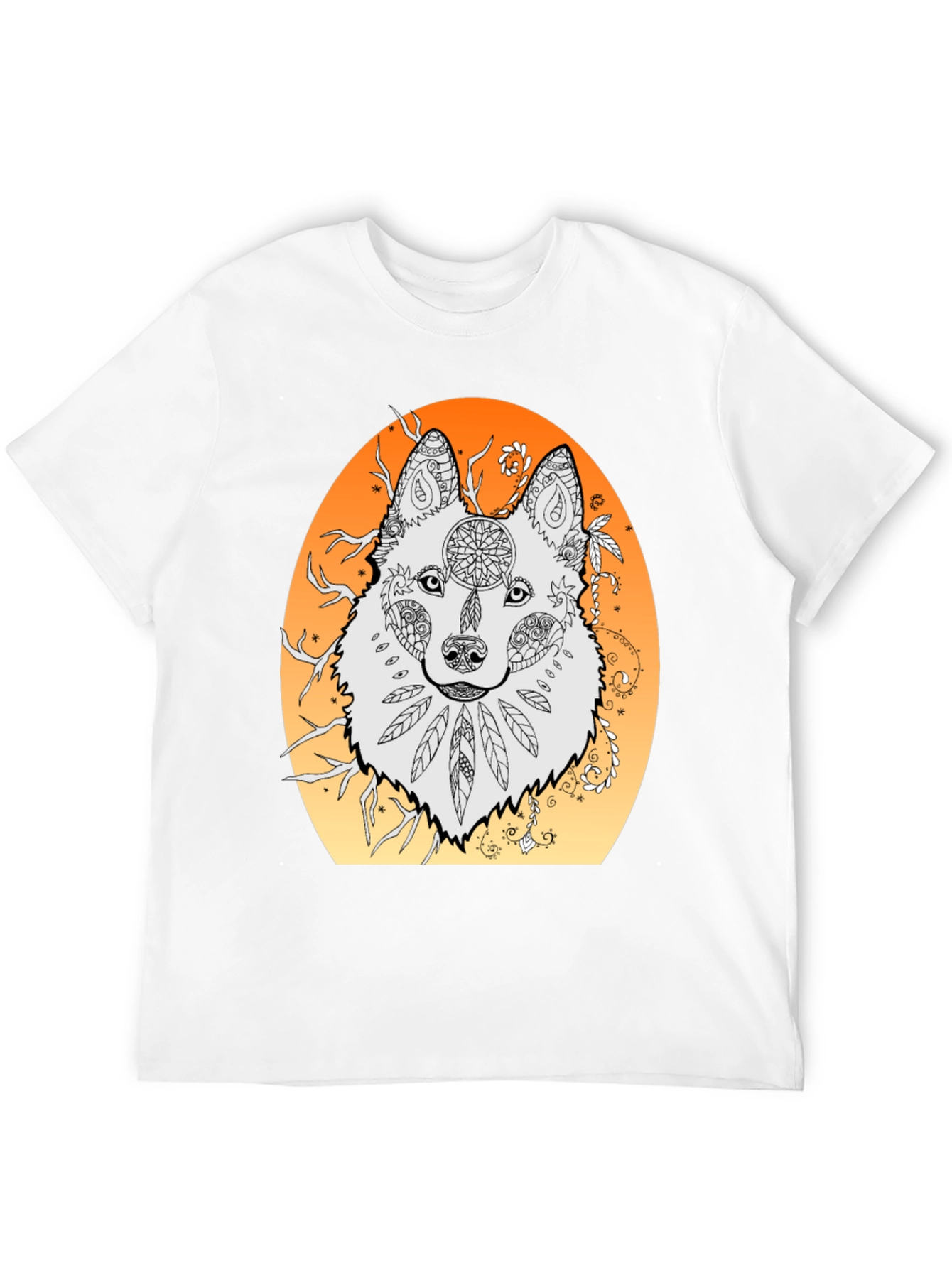 Wolf Mandala Graphic Tee - Unique Artistic Design