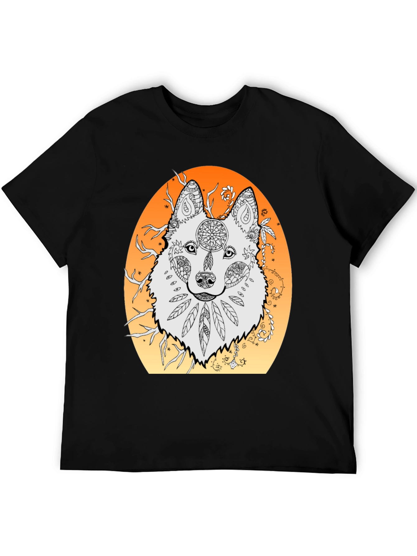 Wolf Mandala Graphic Tee - Unique Artistic Design