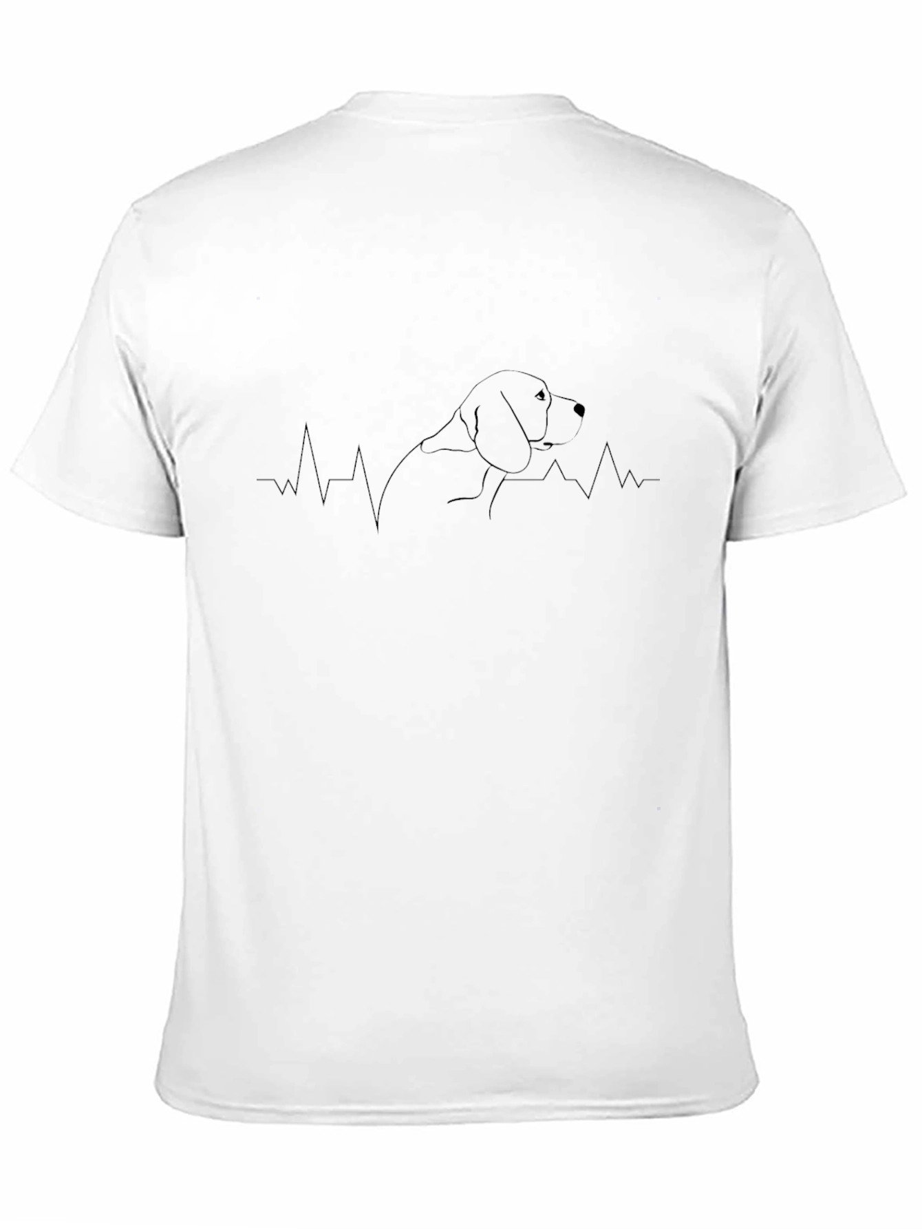 Dog Heartbeat Line Art Black T-Shirt