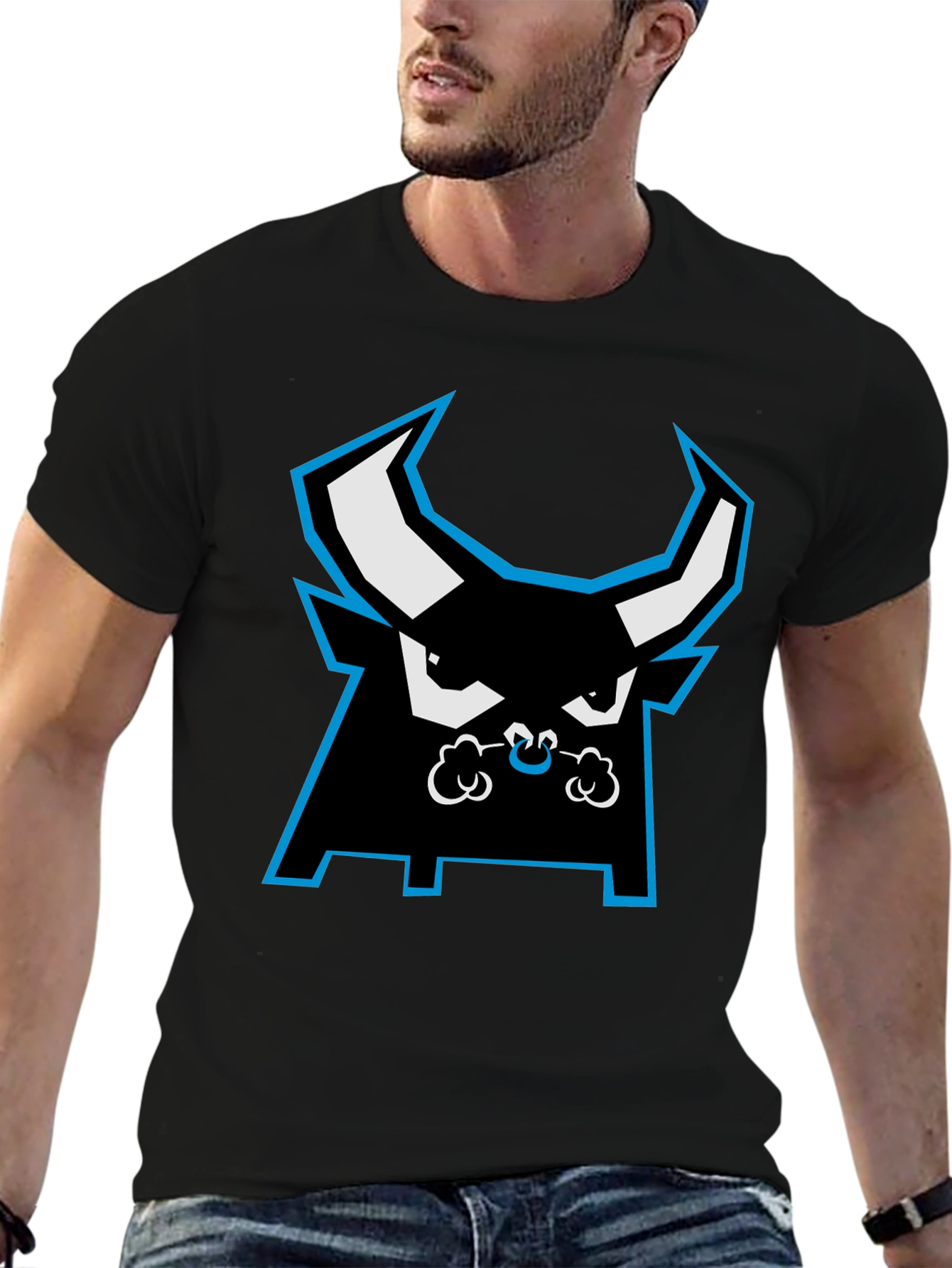 Bold Bull Graphic Tee - Black Cotton Casual Wear