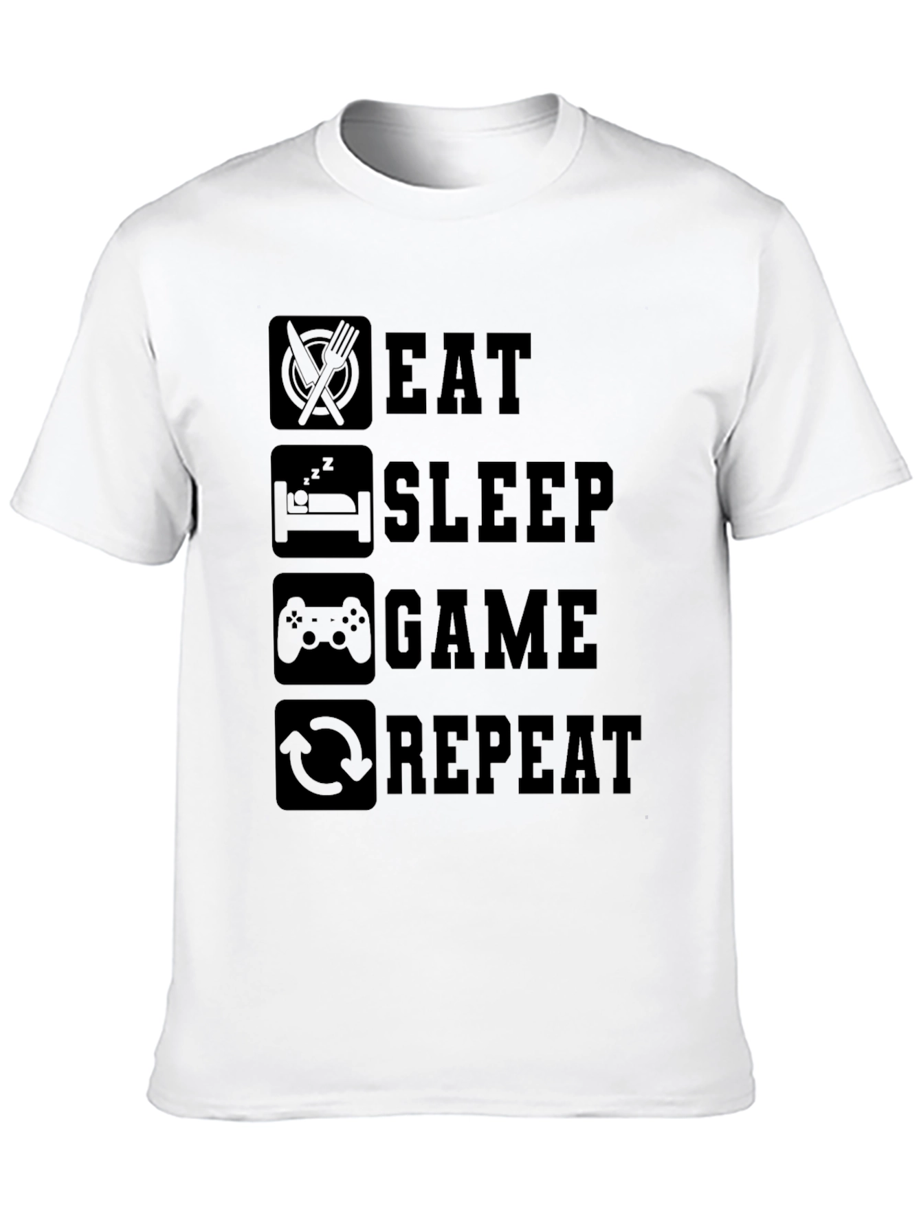 Eat Sleep Game Repeat Black Graphic Tee