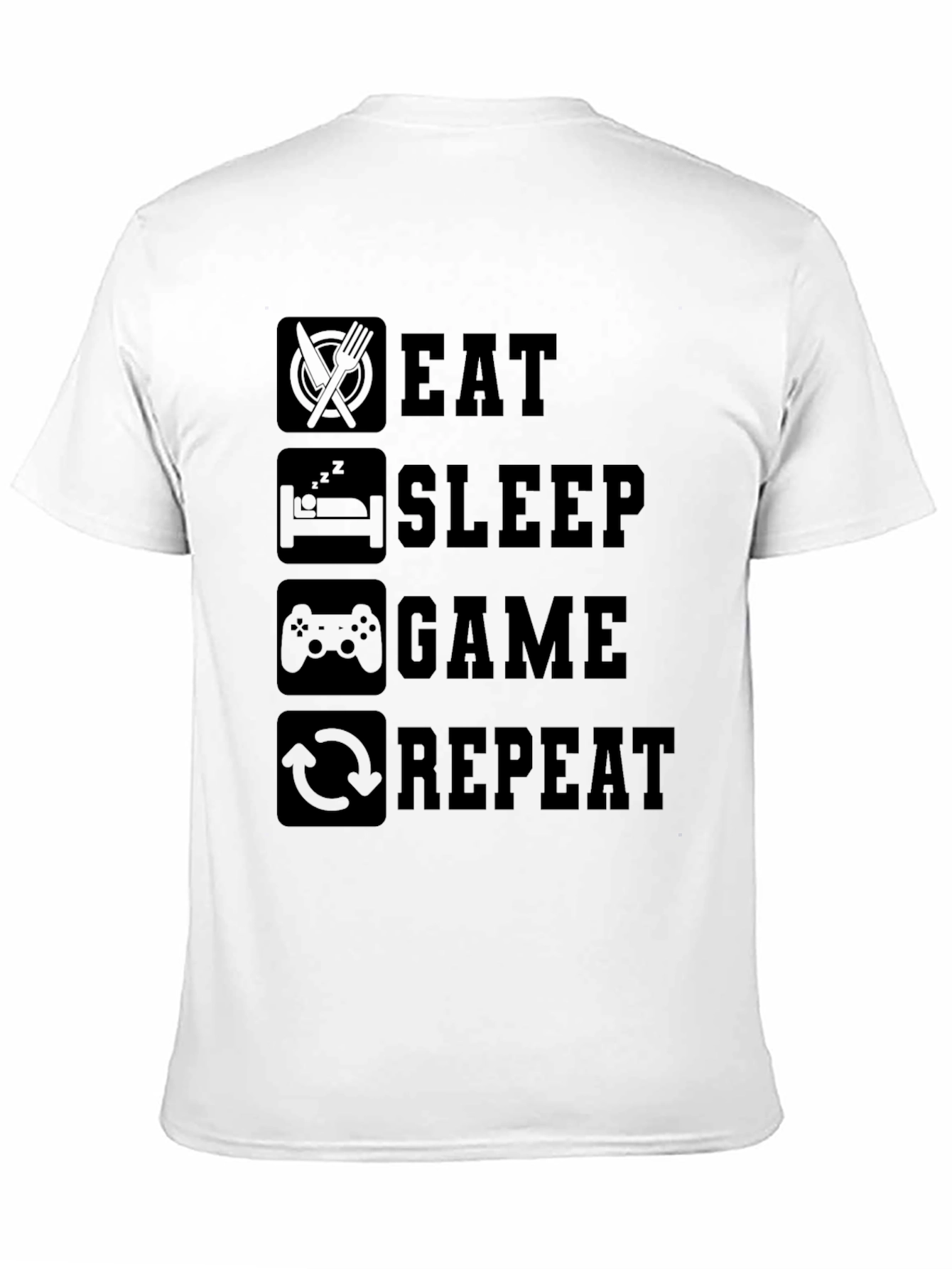 Eat Sleep Game Repeat Black Graphic Tee