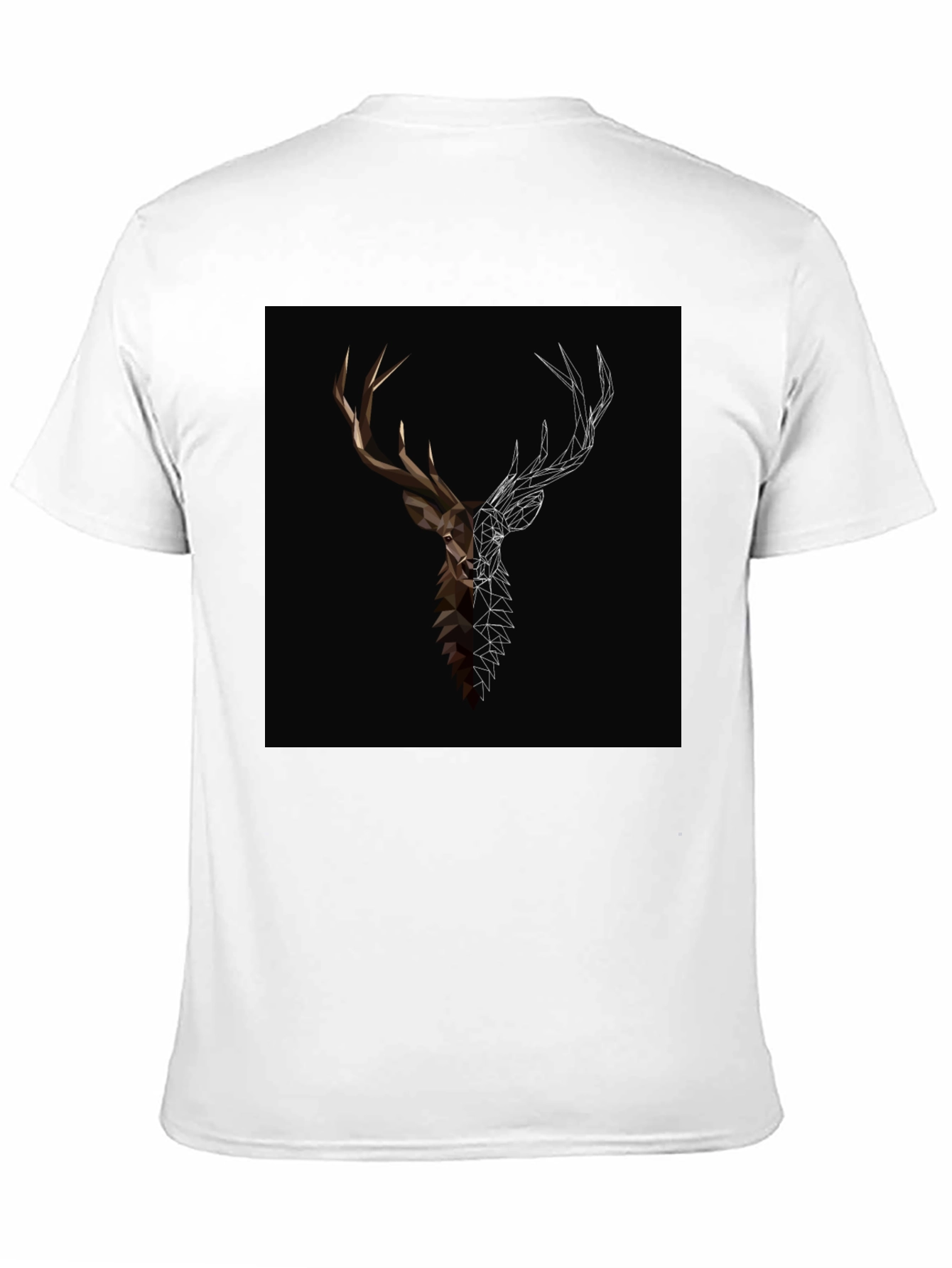 Geometric Deer Graphic Tee - Black Cotton Blend