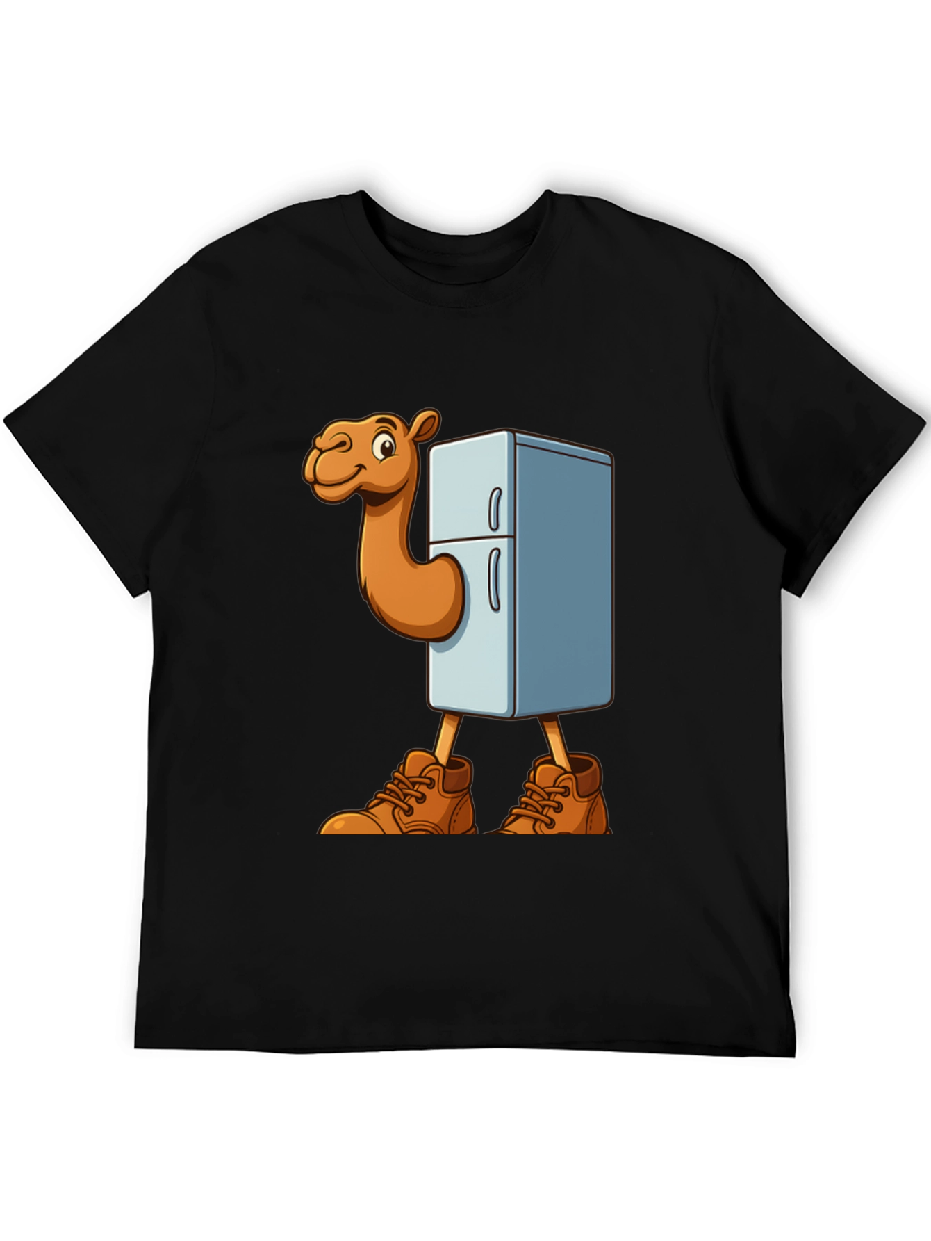 Funny Camel Refrigerator Cartoon Graphic T-Shirt