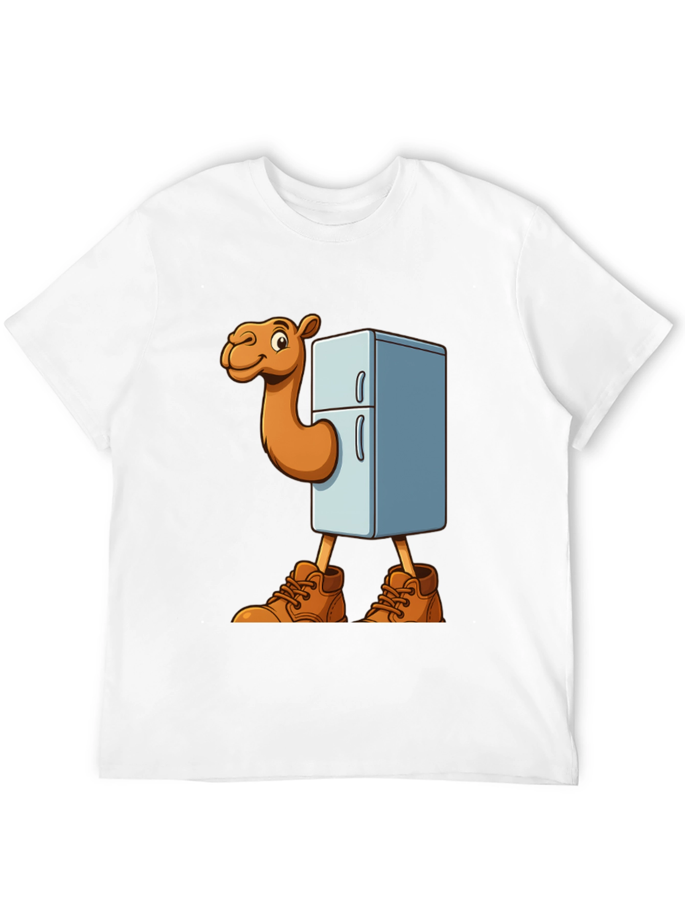 Funny Camel Refrigerator Cartoon Graphic T-Shirt