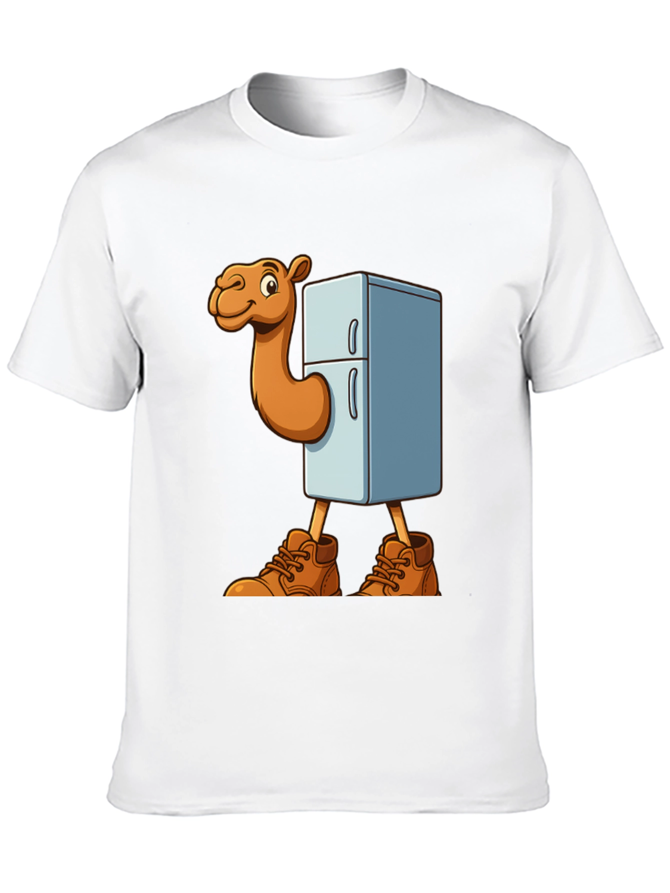 Funny Camel Refrigerator Cartoon Graphic T-Shirt