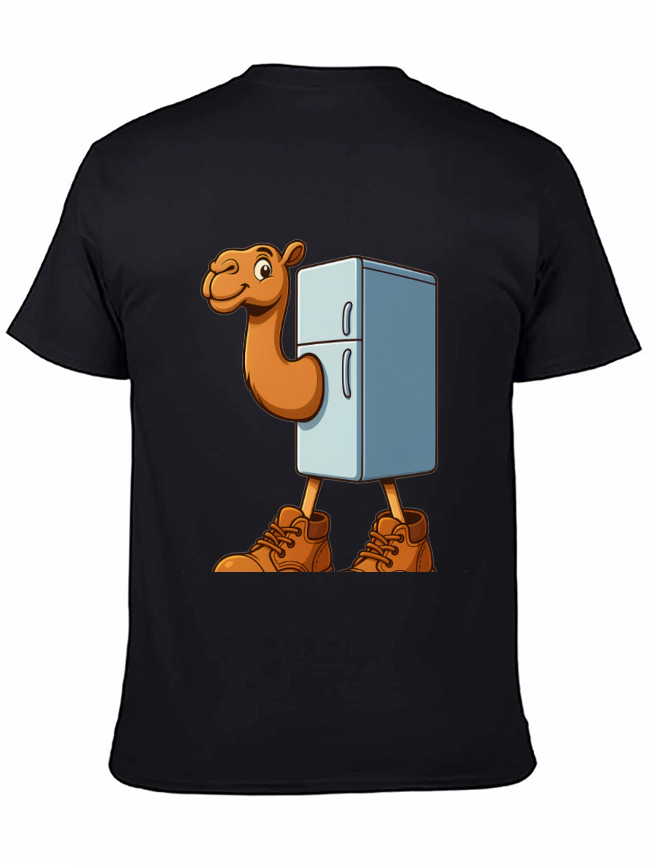 Funny Camel Refrigerator Cartoon Graphic T-Shirt