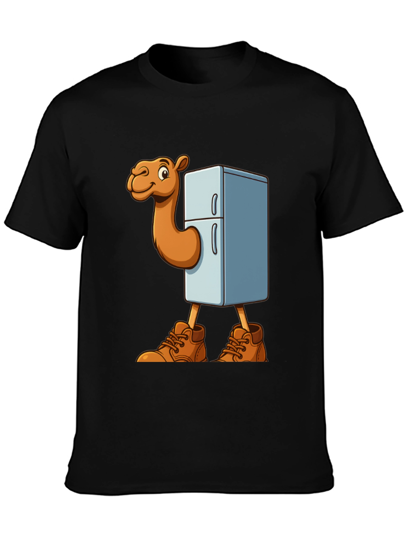 Funny Camel Refrigerator Cartoon Graphic T-Shirt