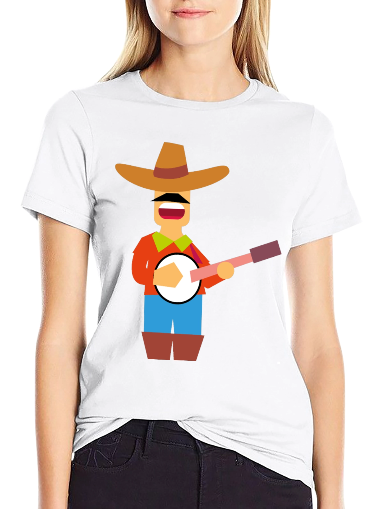 Banjo Player Graphic Tee - Black Casual Shirt