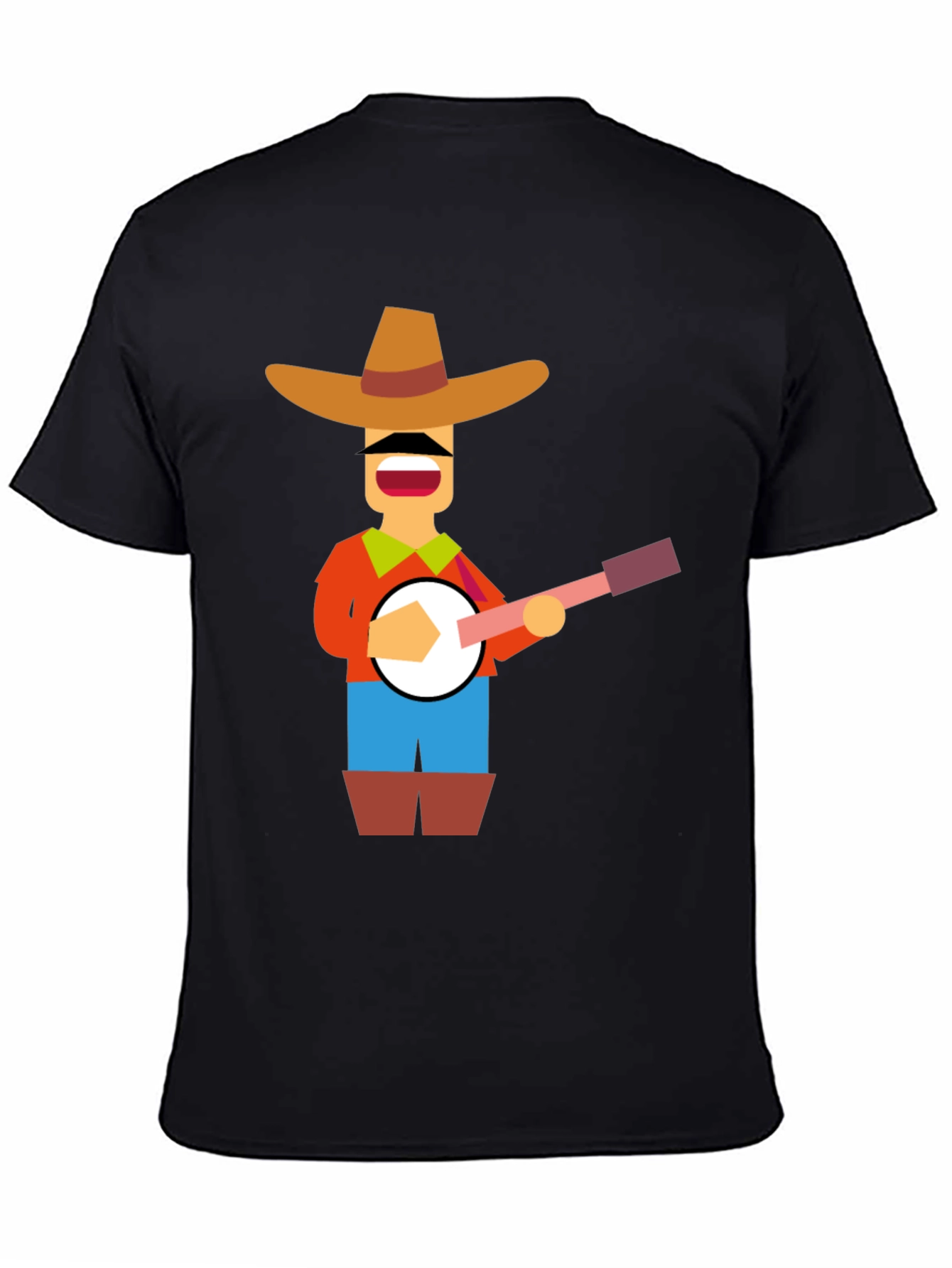 Banjo Player Graphic Tee - Black Casual Shirt