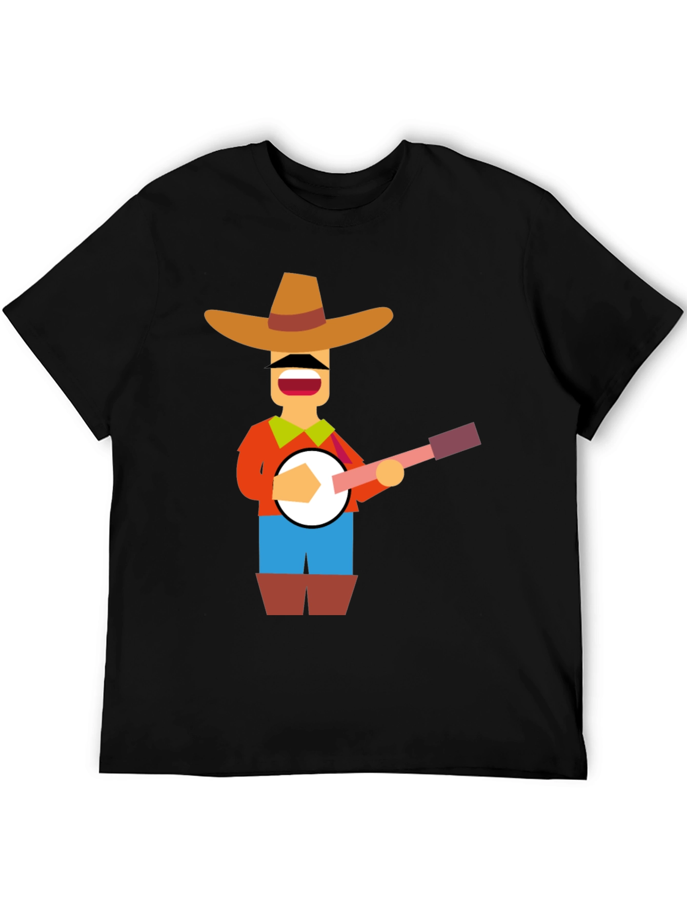 Banjo Player Graphic Tee - Black Casual Shirt