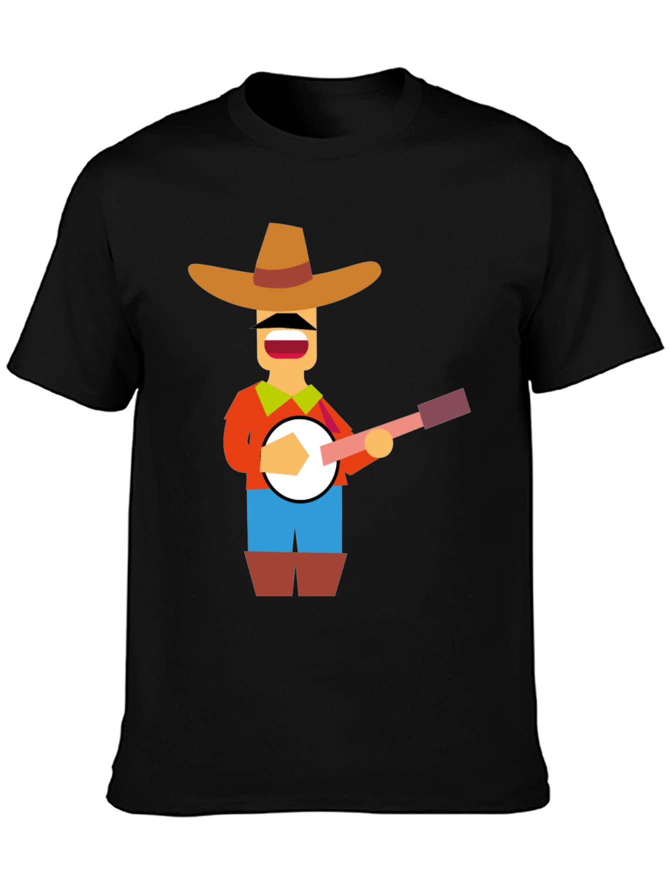 Banjo Player Graphic Tee - Black Casual Shirt
