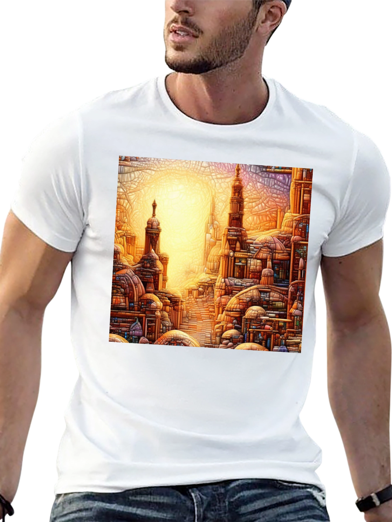 Cityscape Graphic Tee - Artistic Urban Design