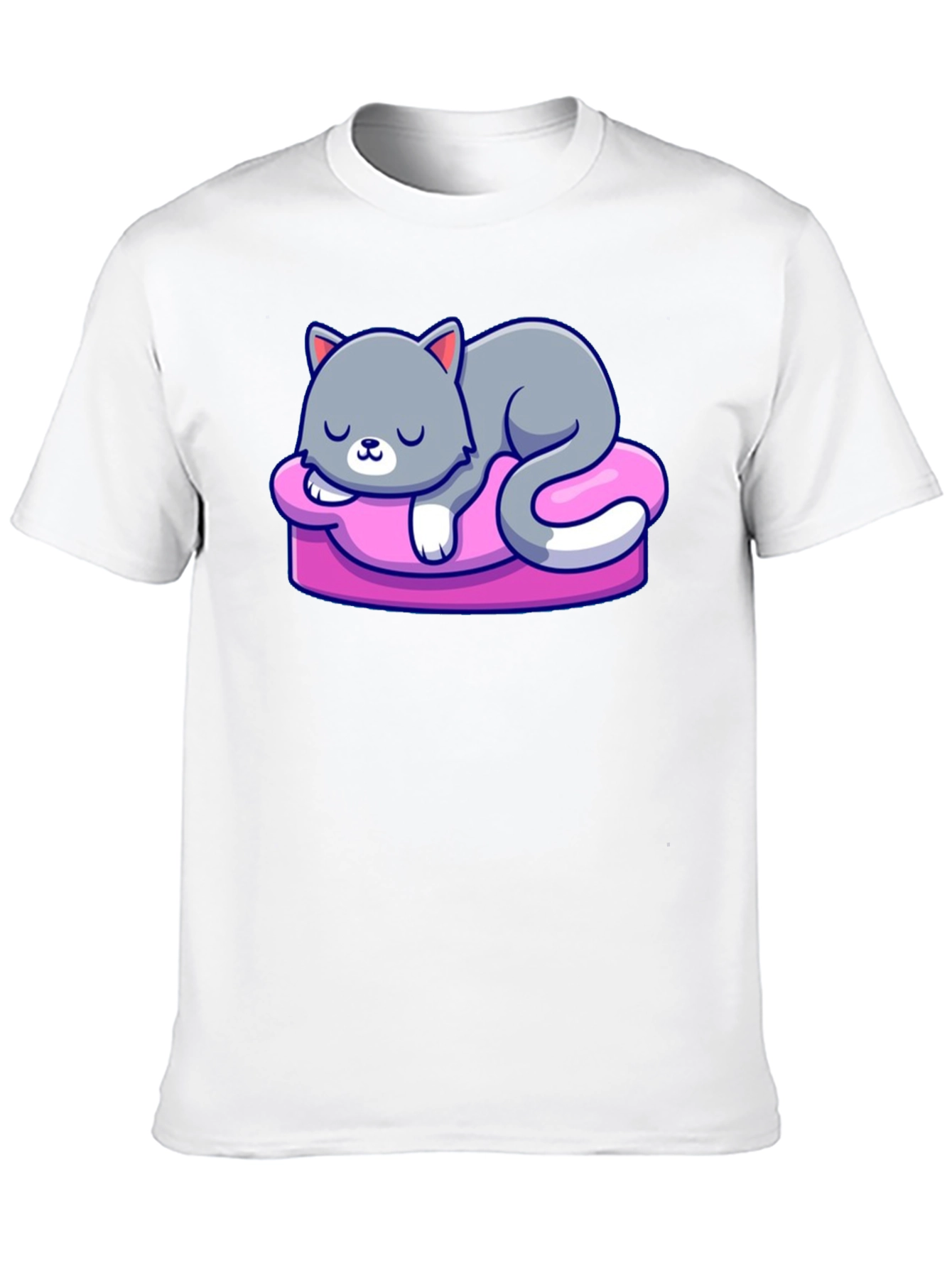 Cute Cat Sleeping on Pillow Graphic Tee