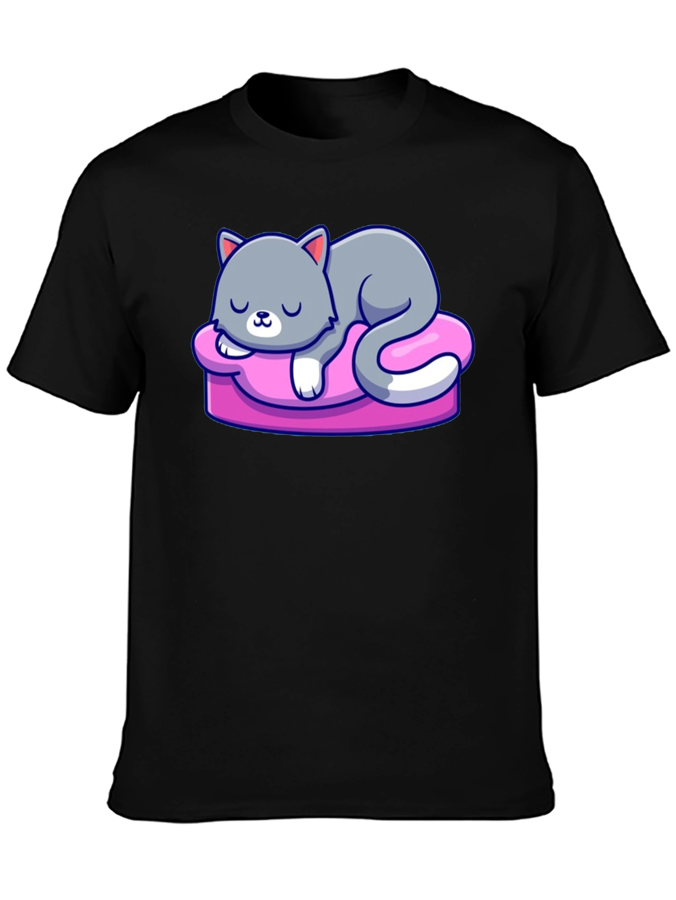 Cute Cat Sleeping on Pillow Graphic Tee