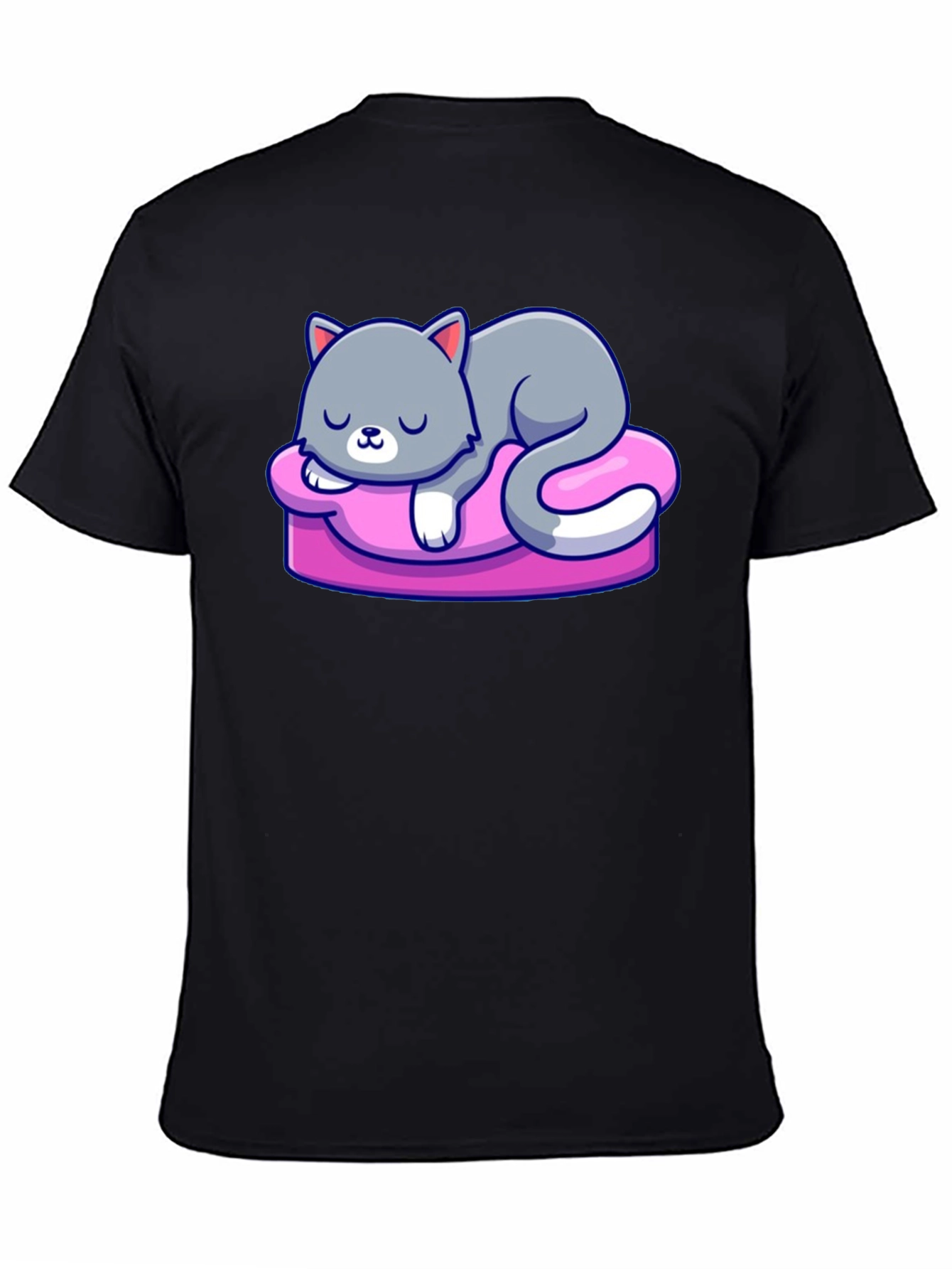 Cute Cat Sleeping on Pillow Graphic Tee