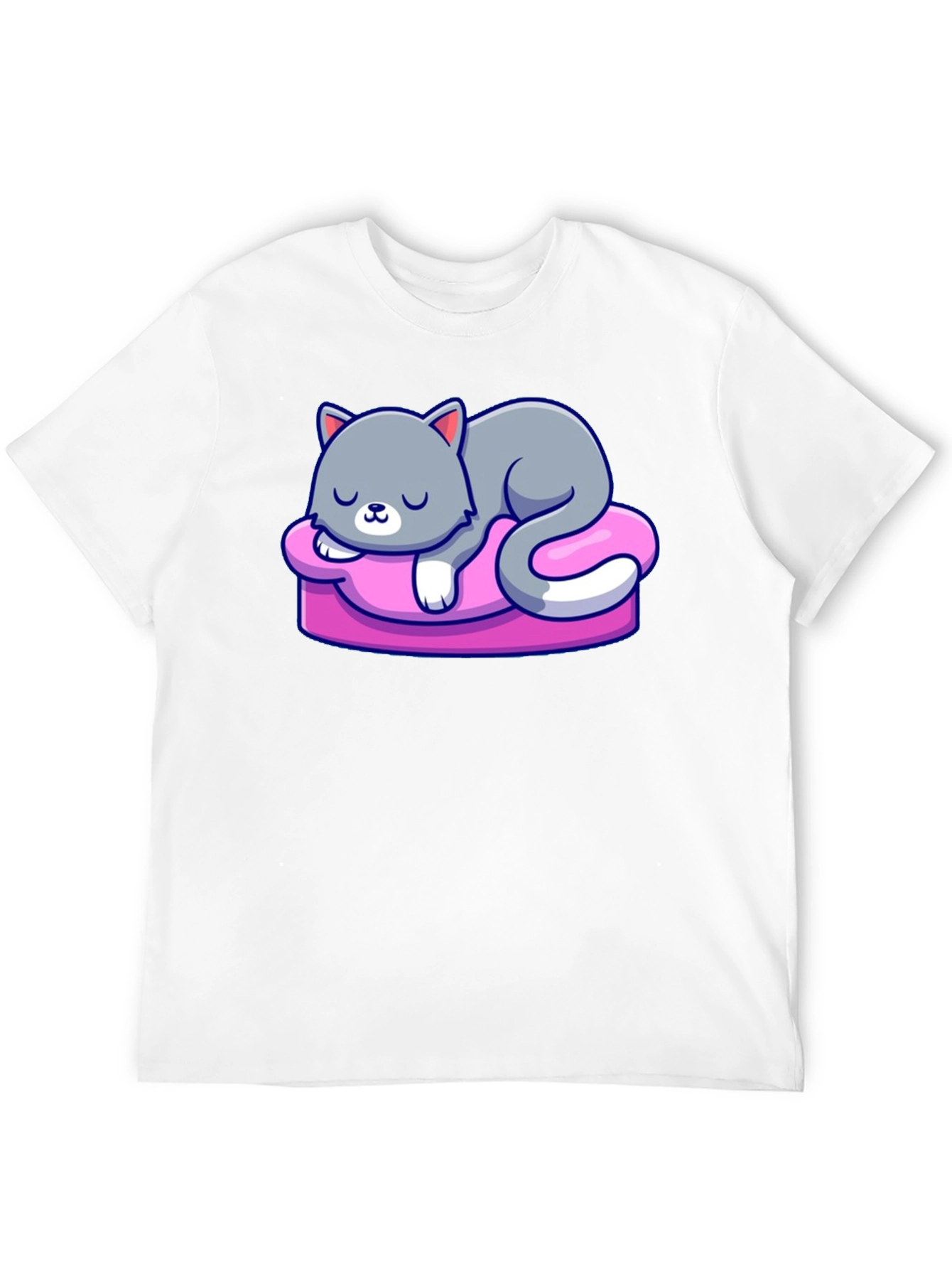 Cute Cat Sleeping on Pillow Graphic Tee