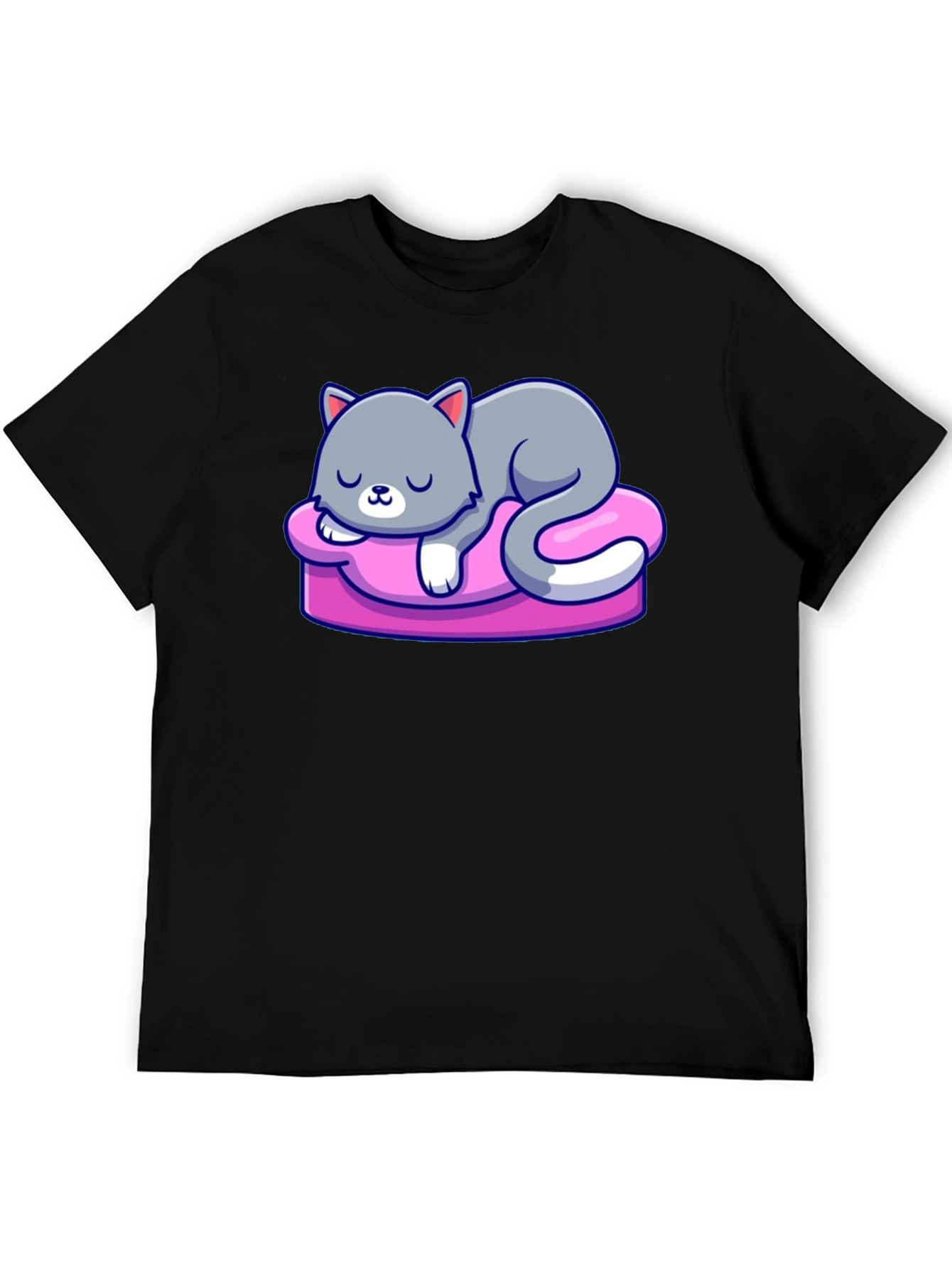 Cute Cat Sleeping on Pillow Graphic Tee