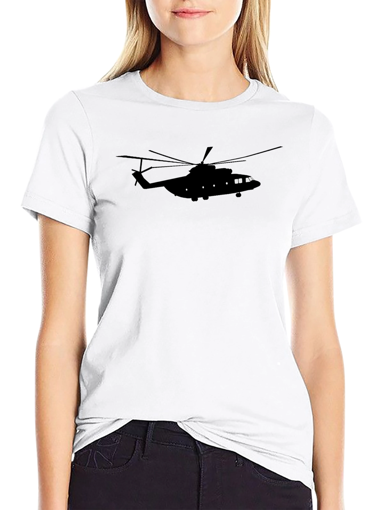 Helicopter Silhouette Black T-Shirt