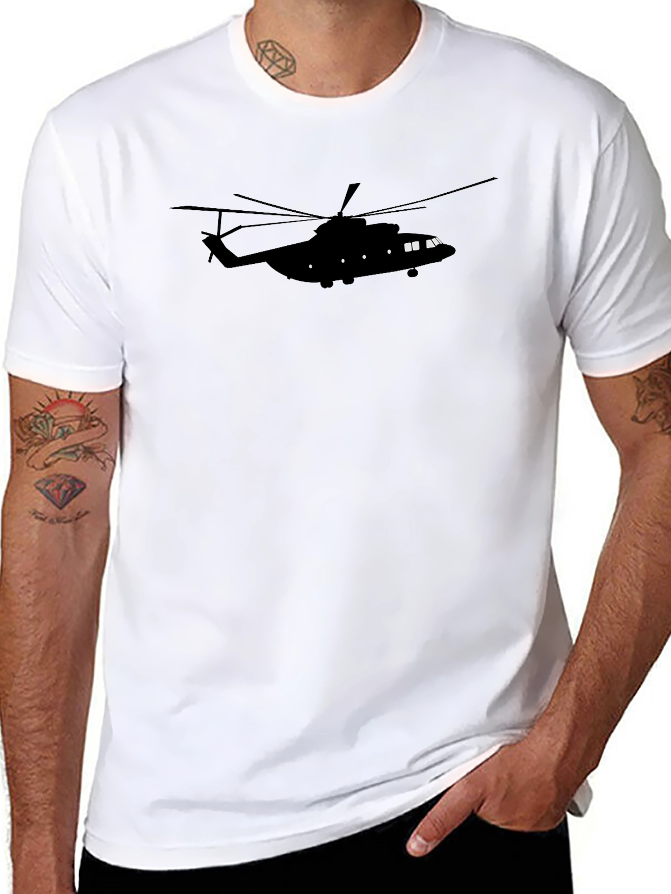 Helicopter Silhouette Black T-Shirt