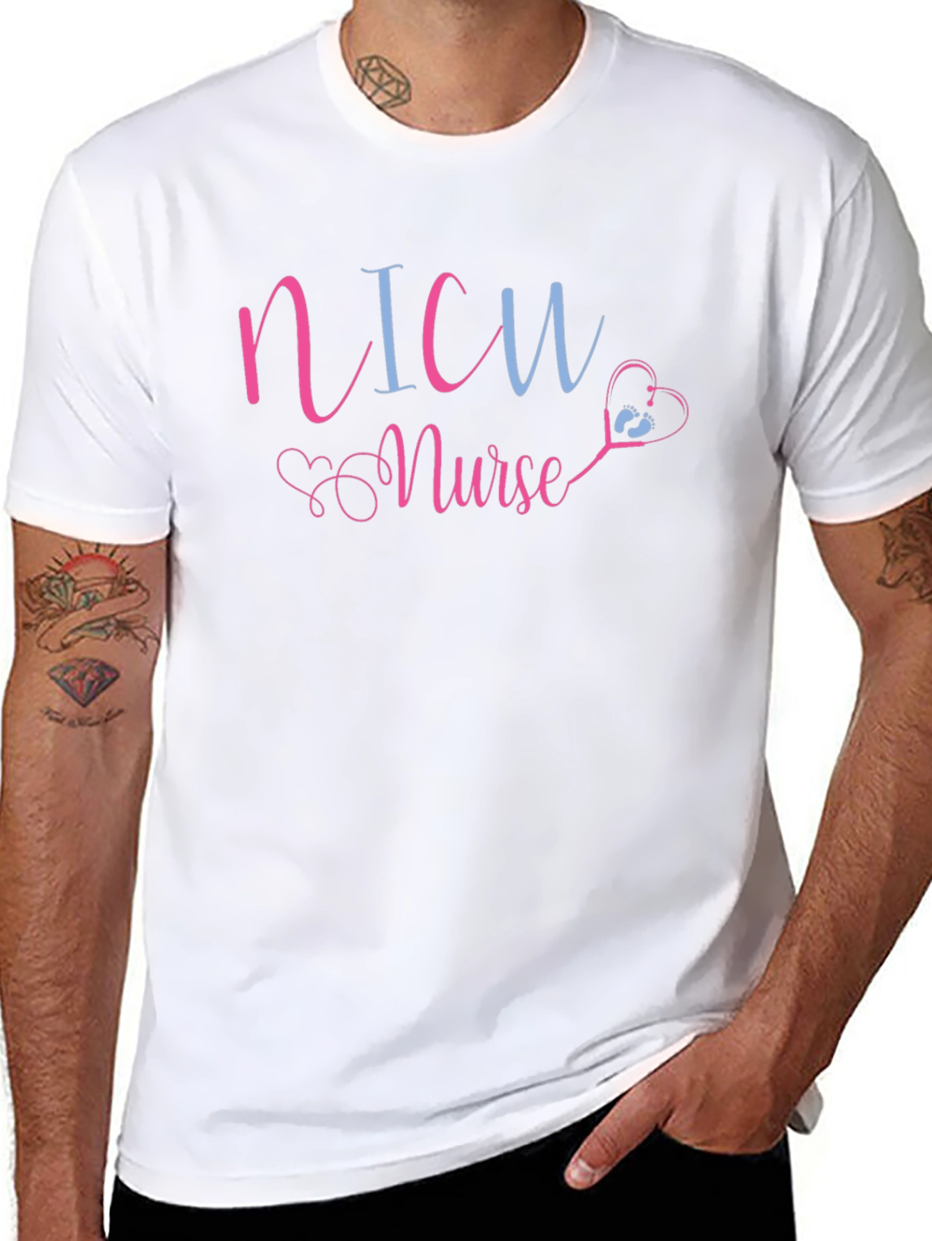 NICU Nurse T-Shirt - Heart Stethoscope Graphic Tee
