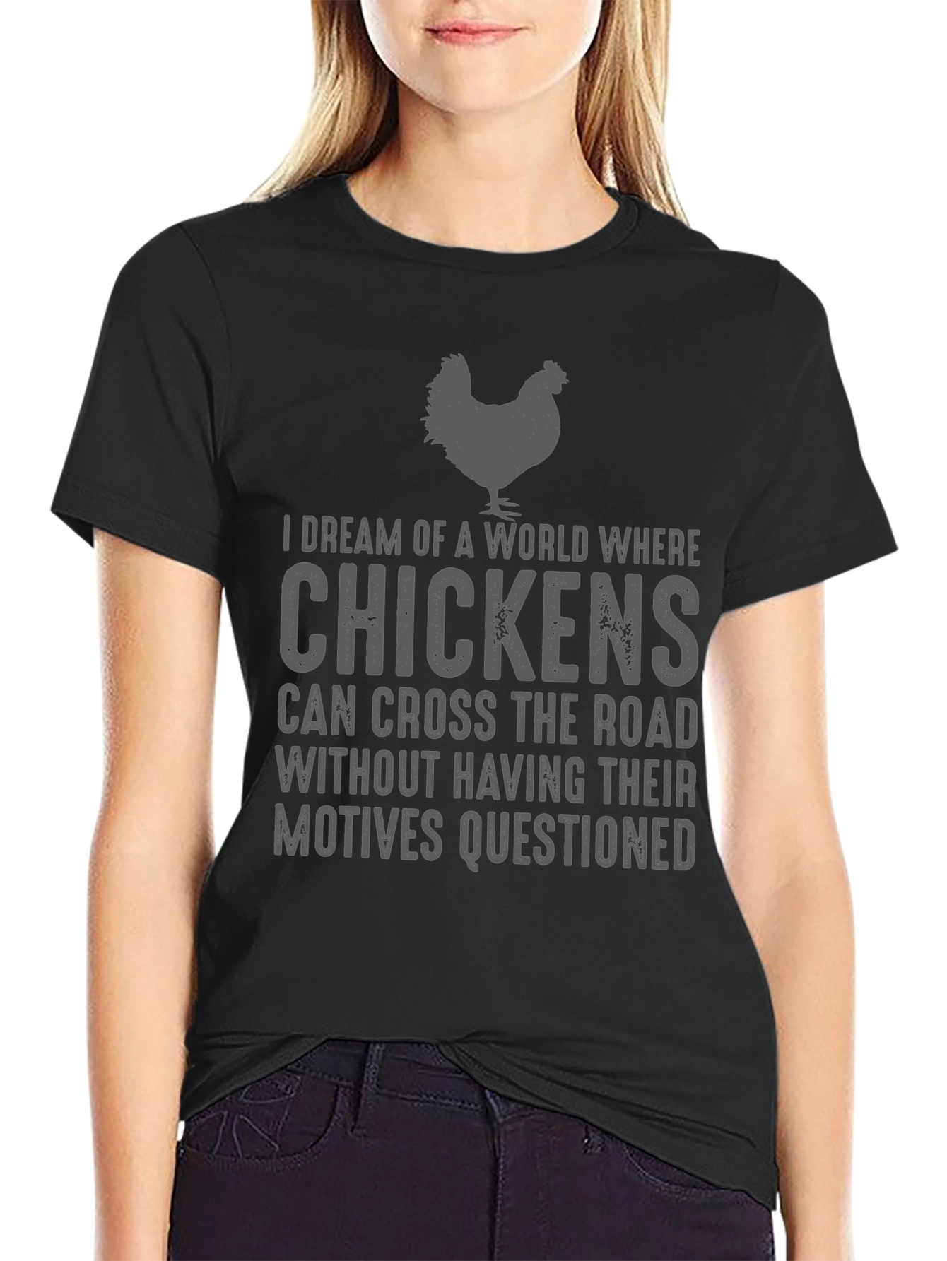 Chicken Road Crossing T-Shirt - Funny Novelty Tee