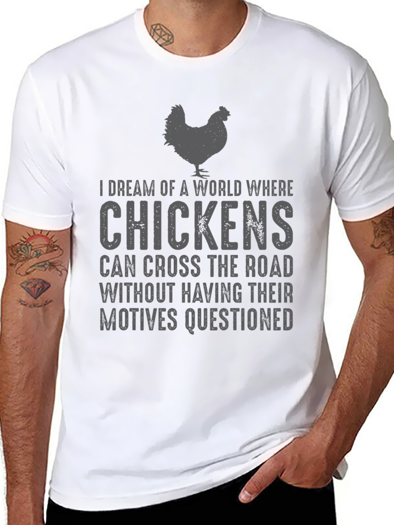 Chicken Road Crossing T-Shirt - Funny Novelty Tee