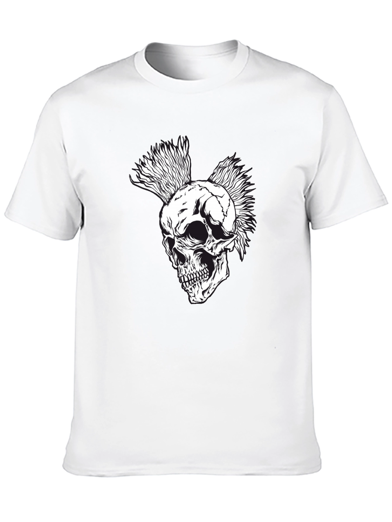 Punk Skull Graphic Tee - Black Cotton T-Shirt