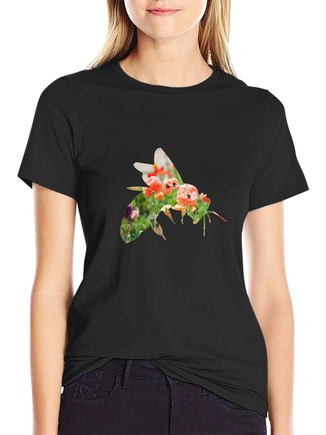 Floral Bee Graphic T-Shirt - Stylish Mens Tee