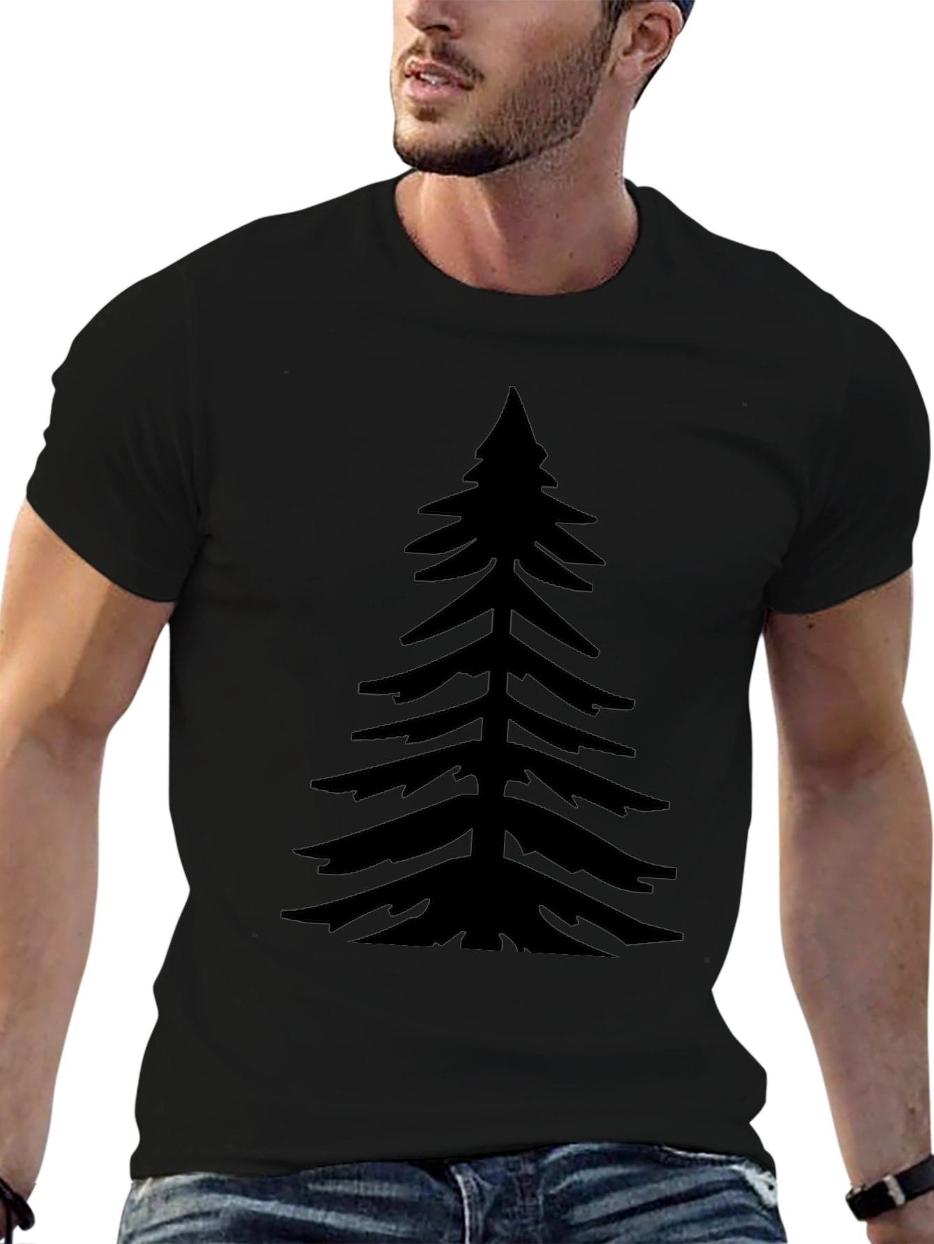 Mens Black Pine Tree Graphic Tee