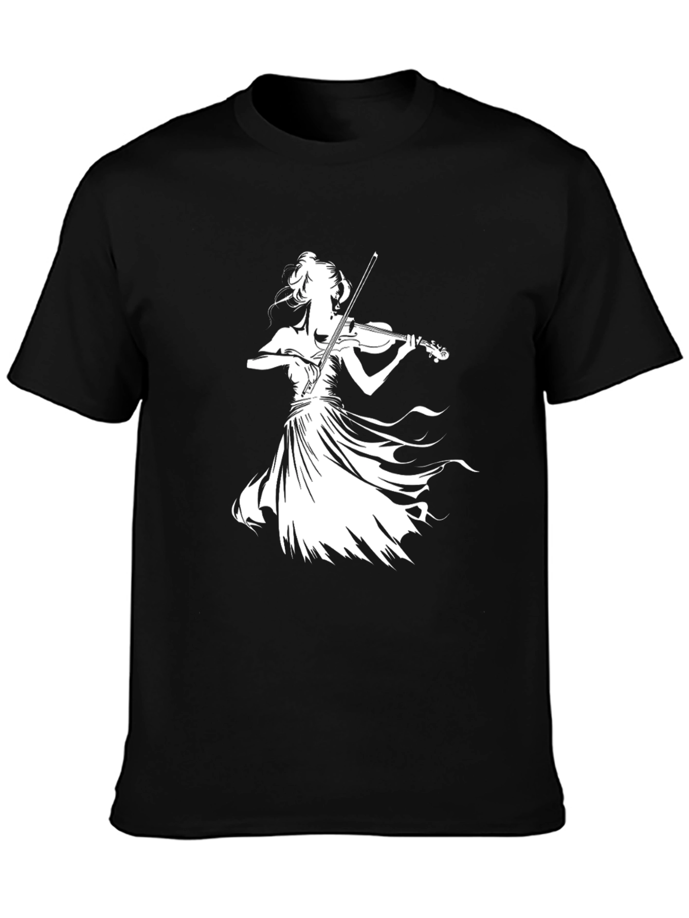 Violinist Silhouette Black T-Shirt