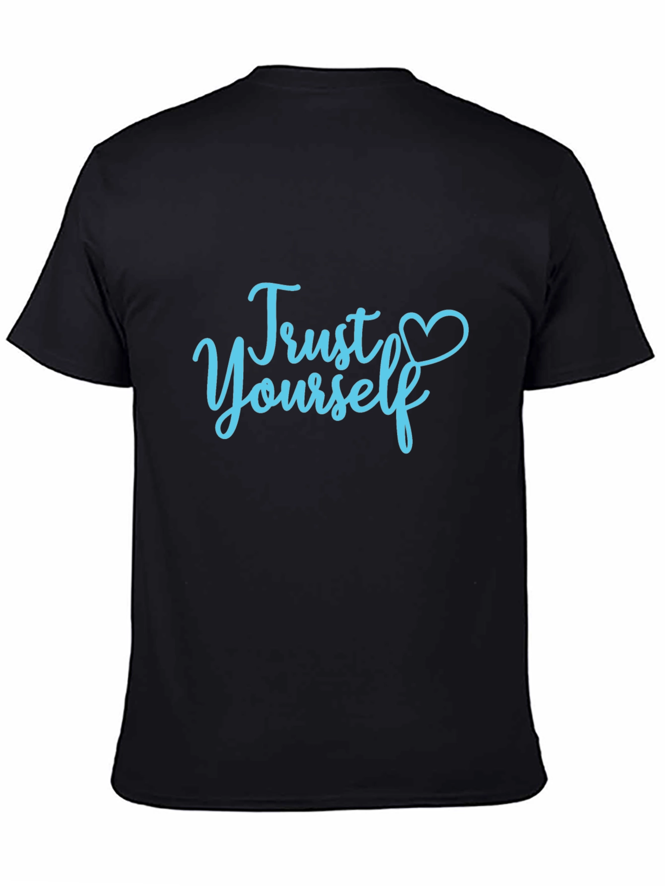 Trust Yourself Black Cotton Tee with Heart Detail