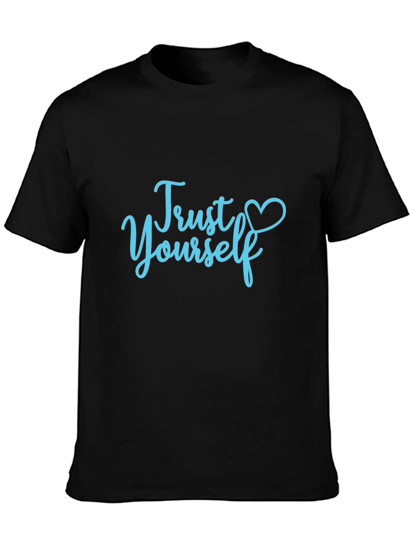 Trust Yourself Black Cotton Tee with Heart Detail