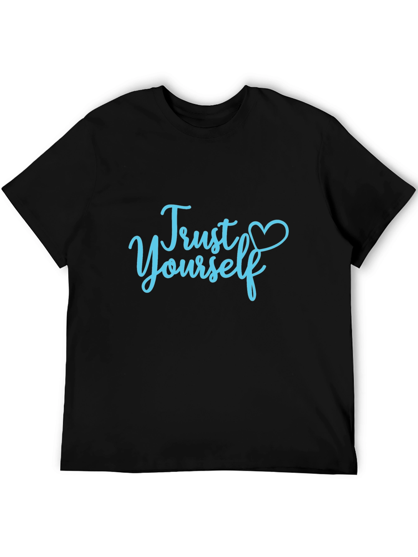 Trust Yourself Black Cotton Tee with Heart Detail