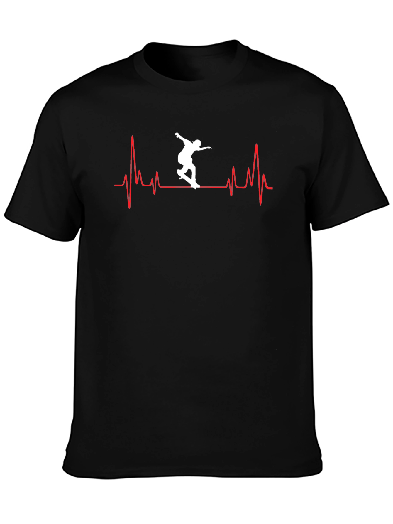 Skateboarding Heartbeat T-Shirt - Cool Black Tee