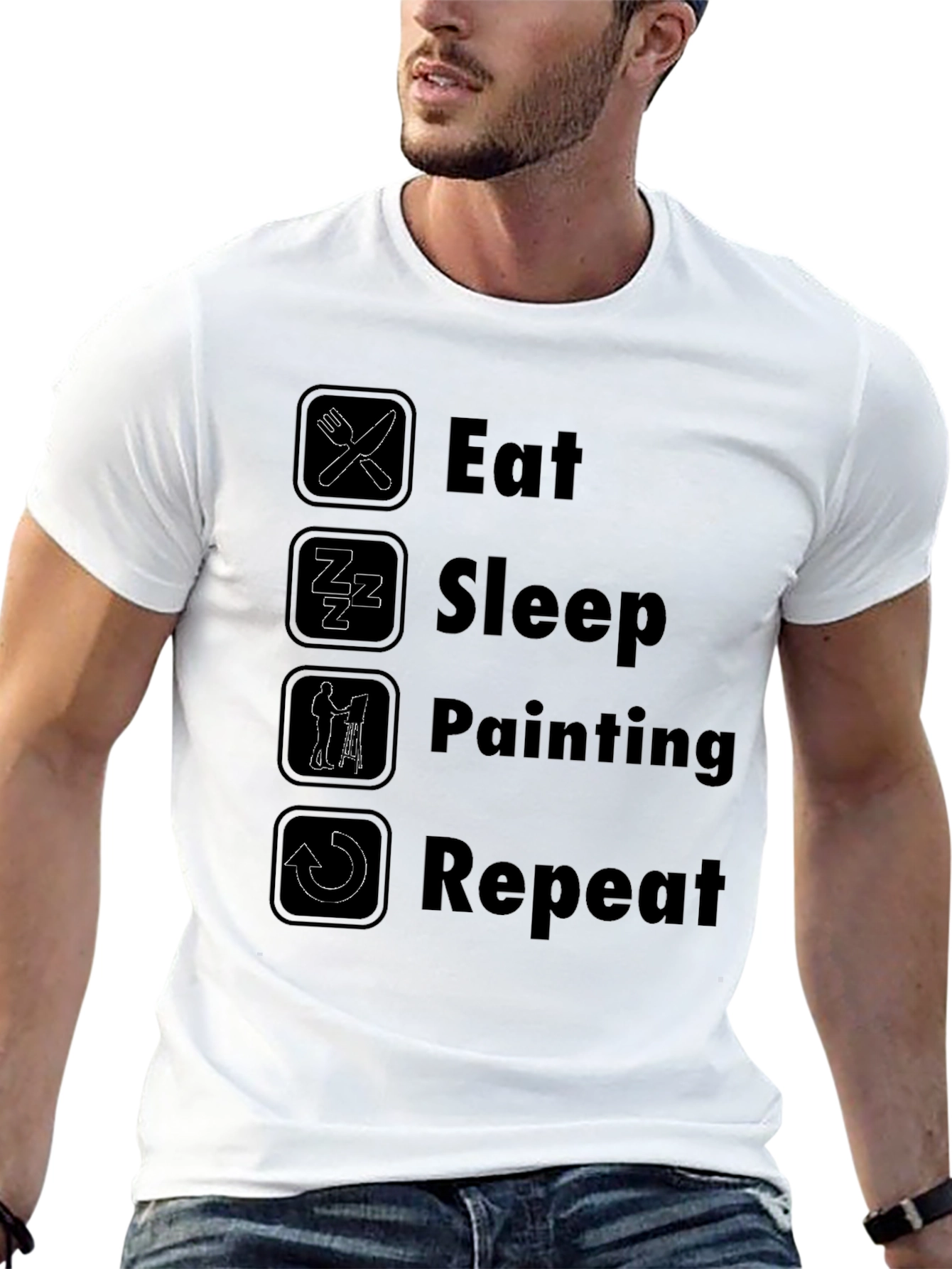 Eat Sleep Painting Repeat T-Shirt - Artistic Hobby Tee