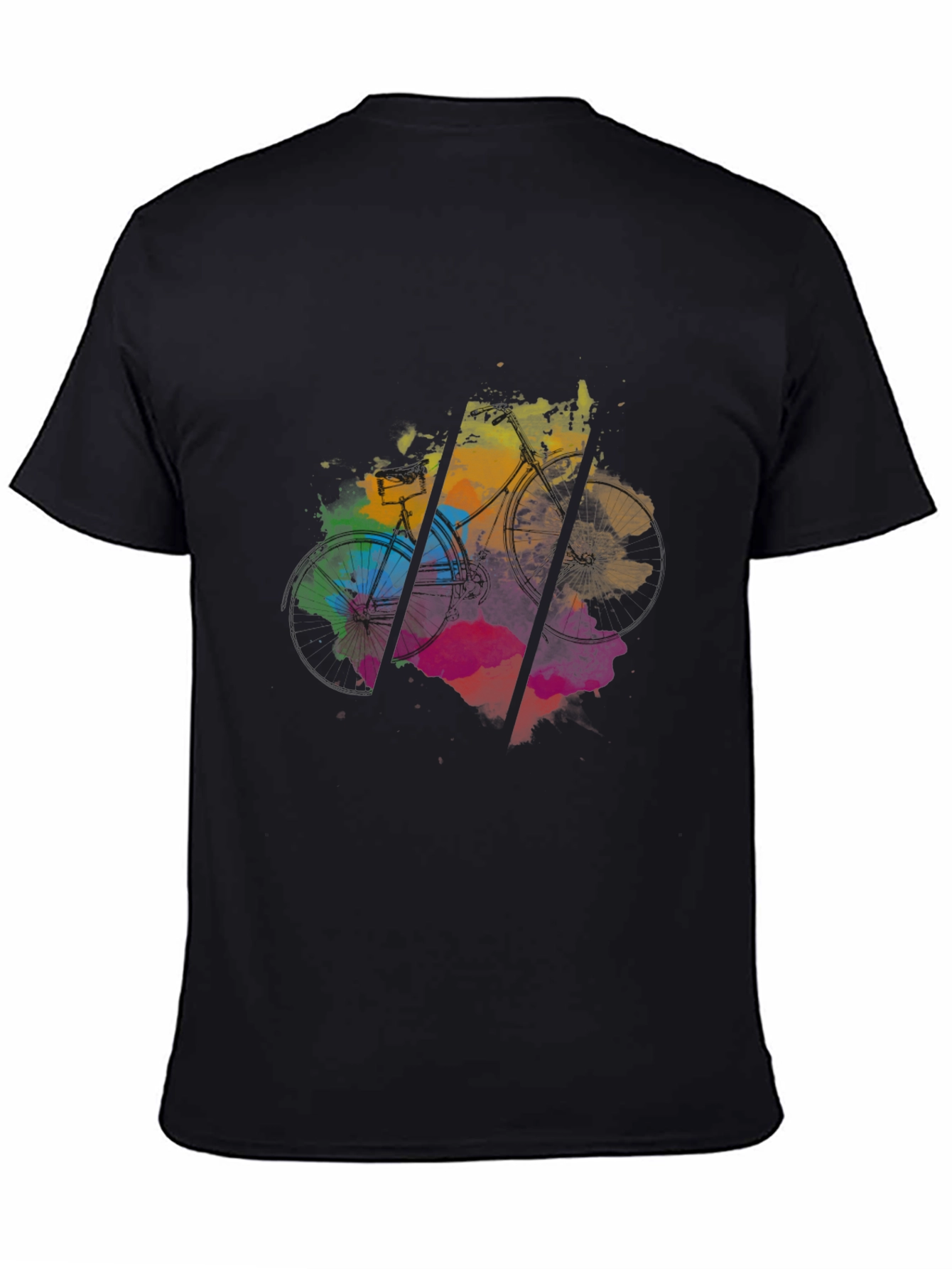 Abstract Bicycle Graphic Black T-Shirt