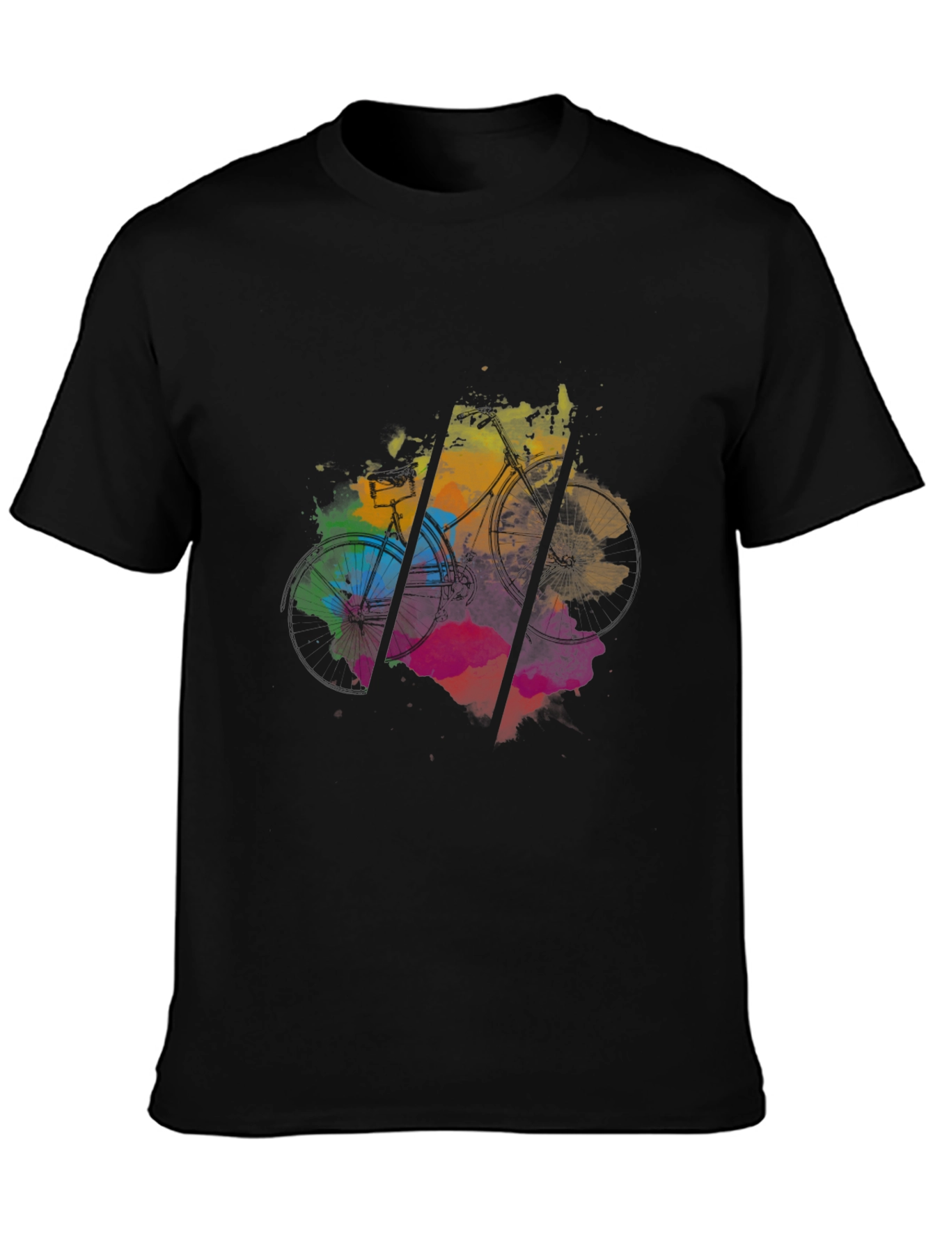Abstract Bicycle Graphic Black T-Shirt