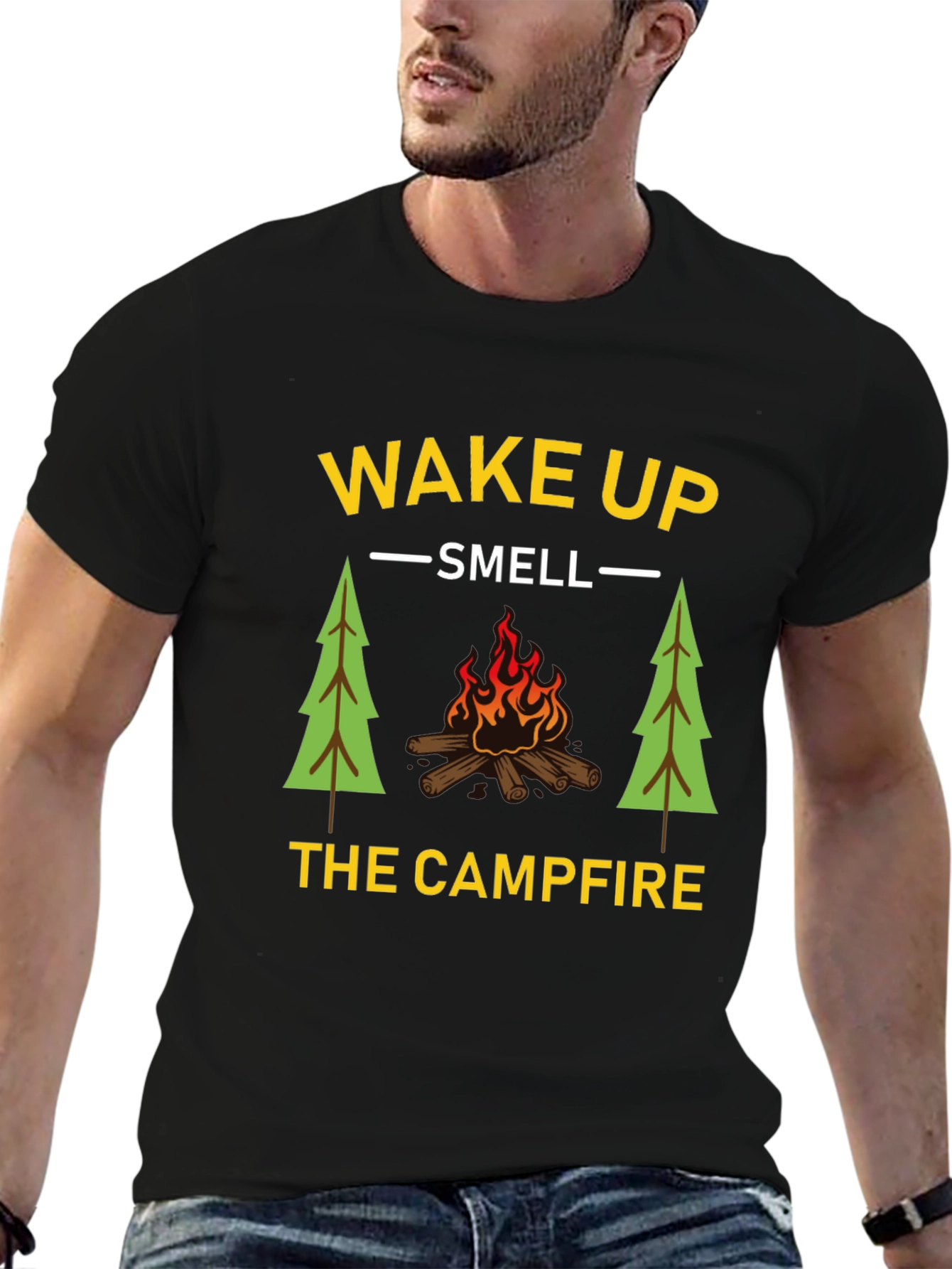 Wake Up Smell Campfire T-Shirt - Camping Graphic Tee
