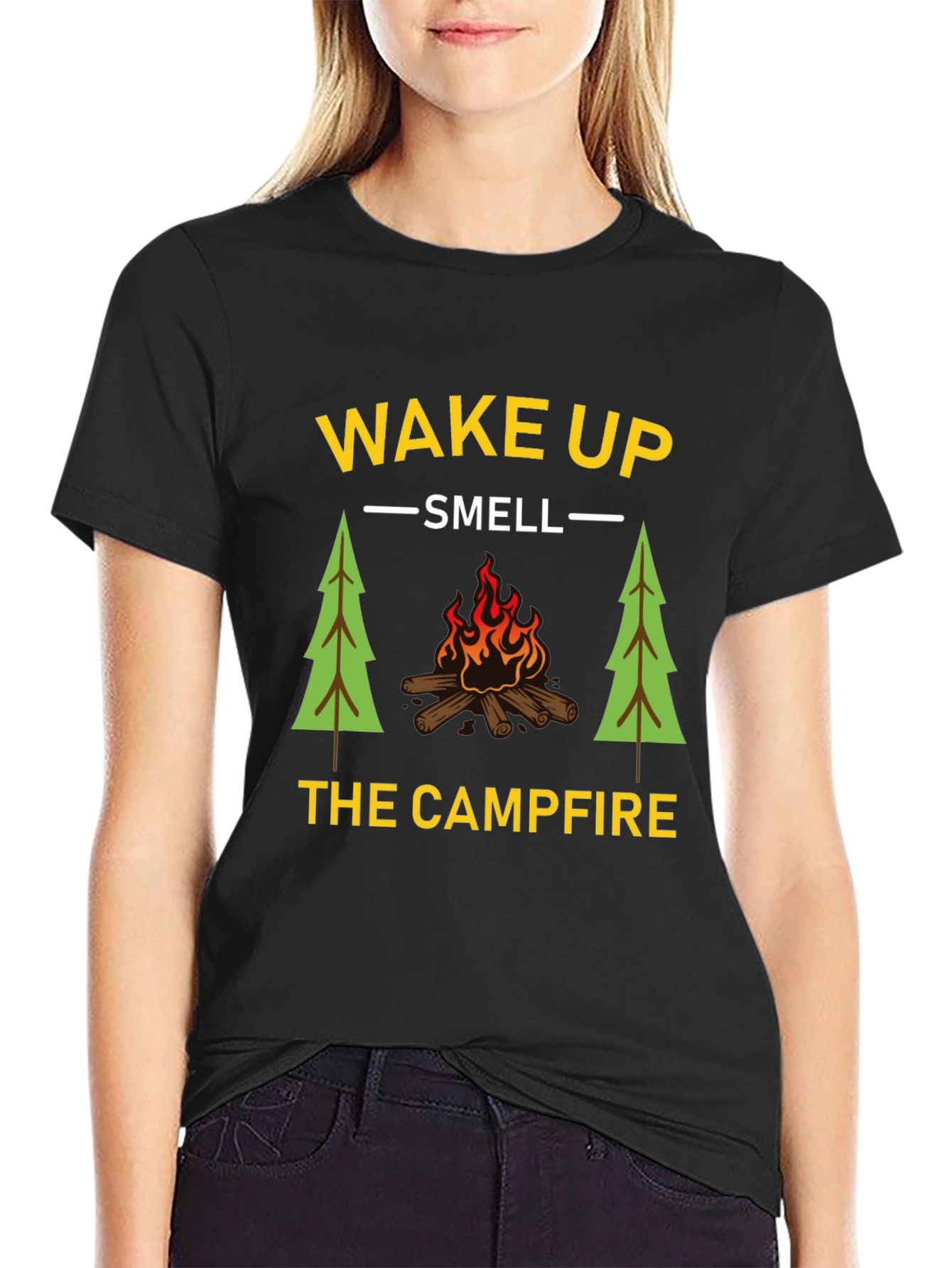 Wake Up Smell Campfire T-Shirt - Camping Graphic Tee