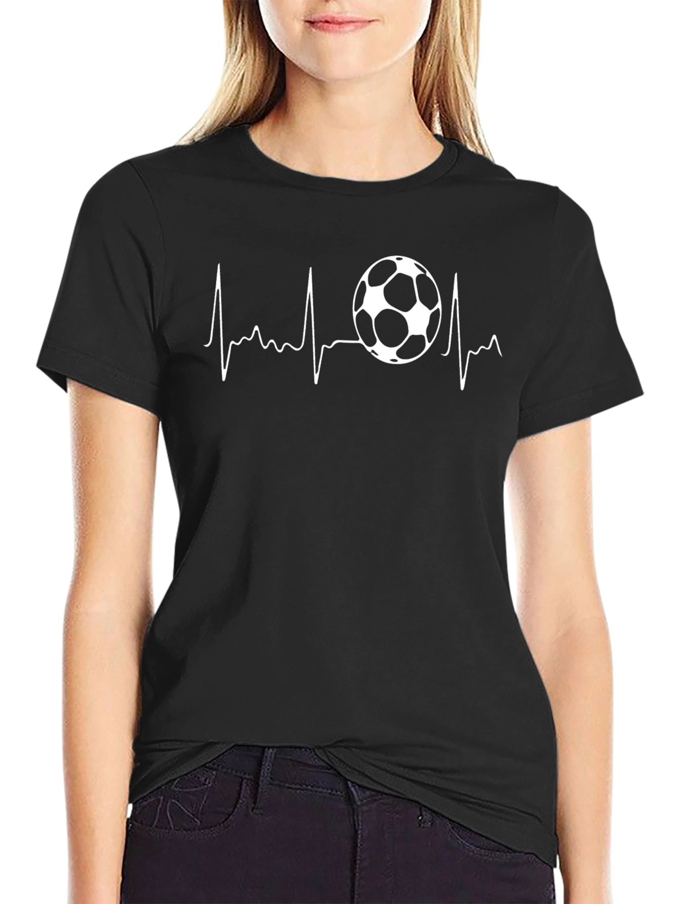 Soccer Heartbeat Graphic Tee - Black