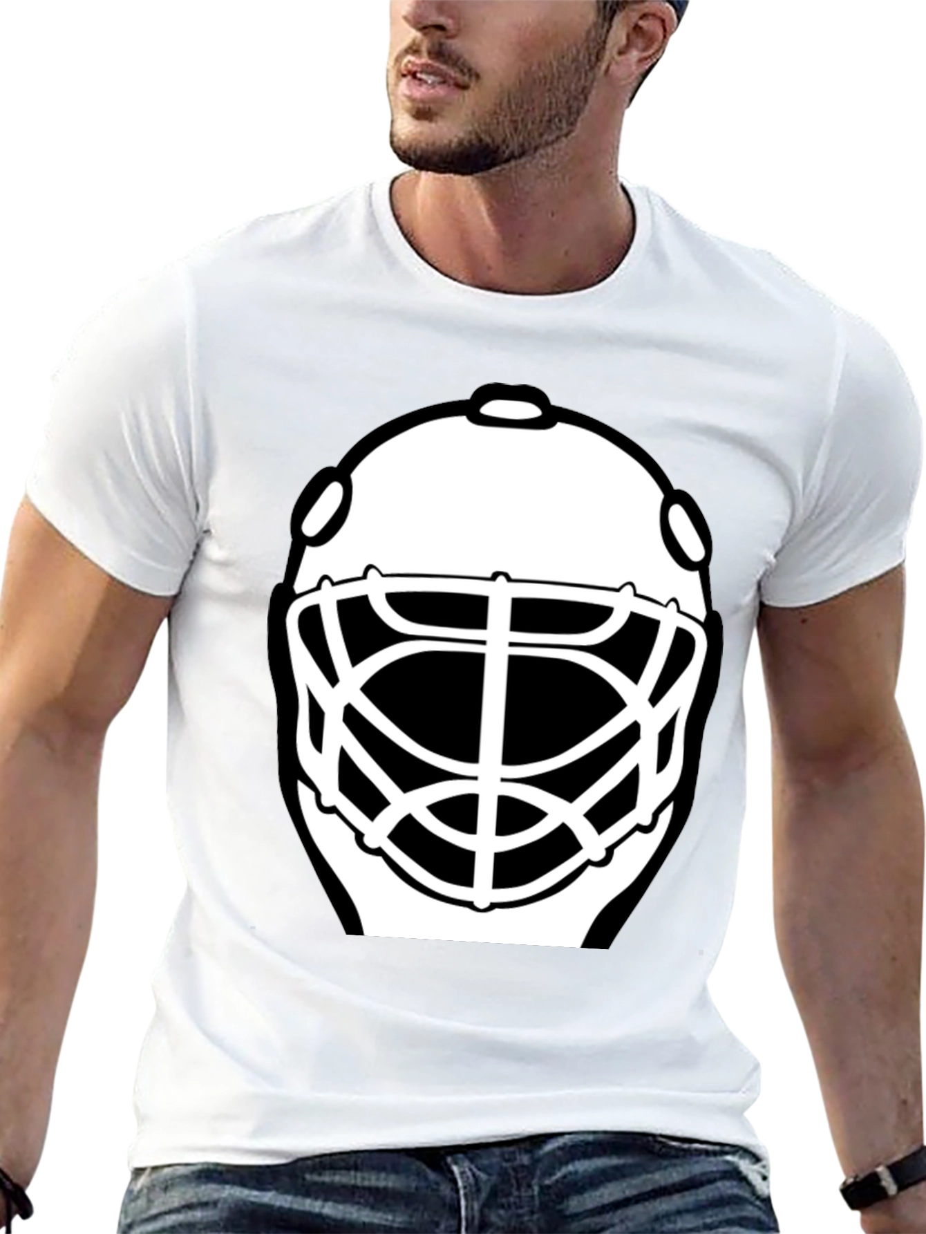 Hockey Mask Graphic Tee - Black Cotton Casual T-Shirt
