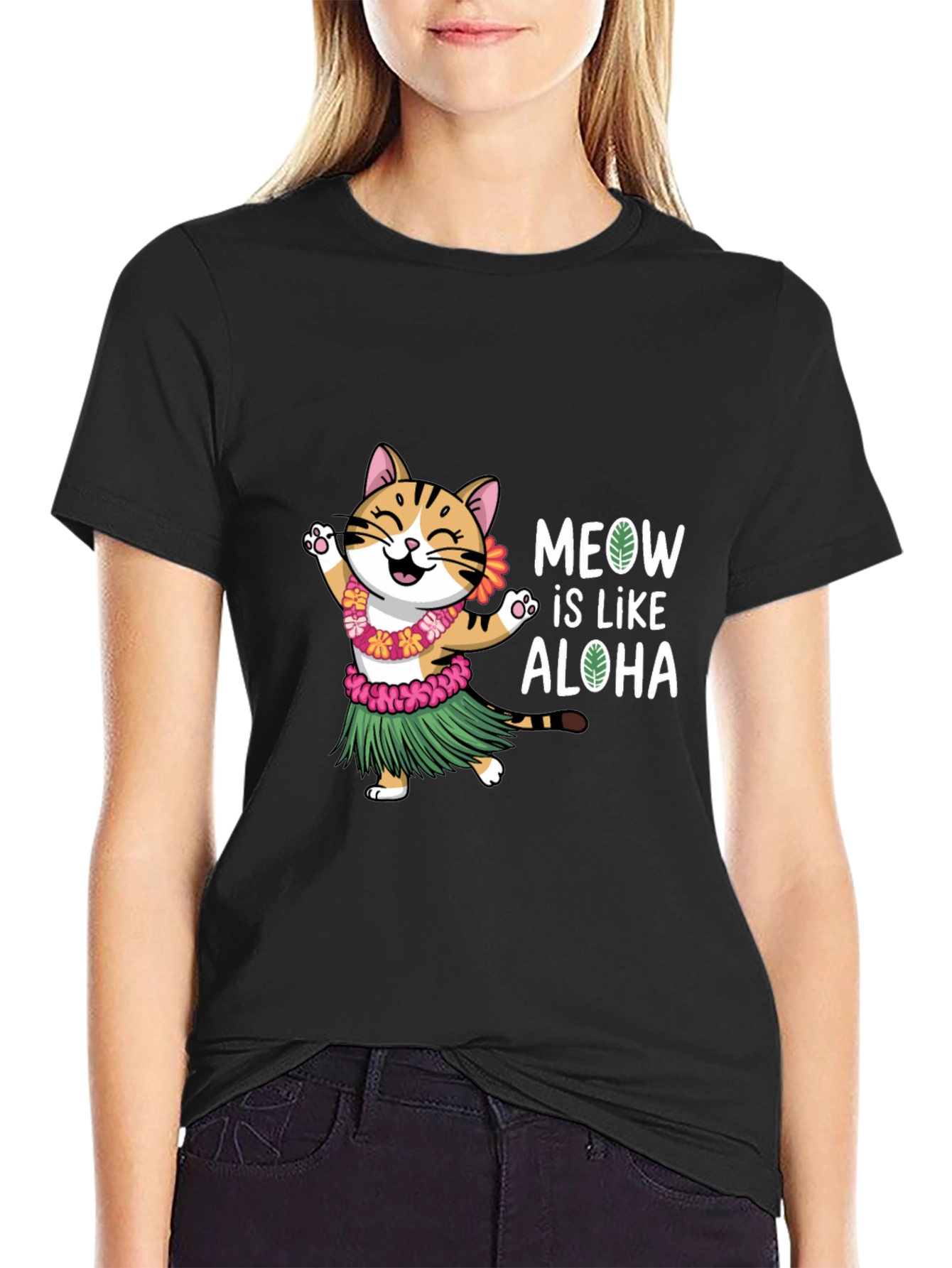 Meow is Like Aloha Cat Hawaiian T-Shirt